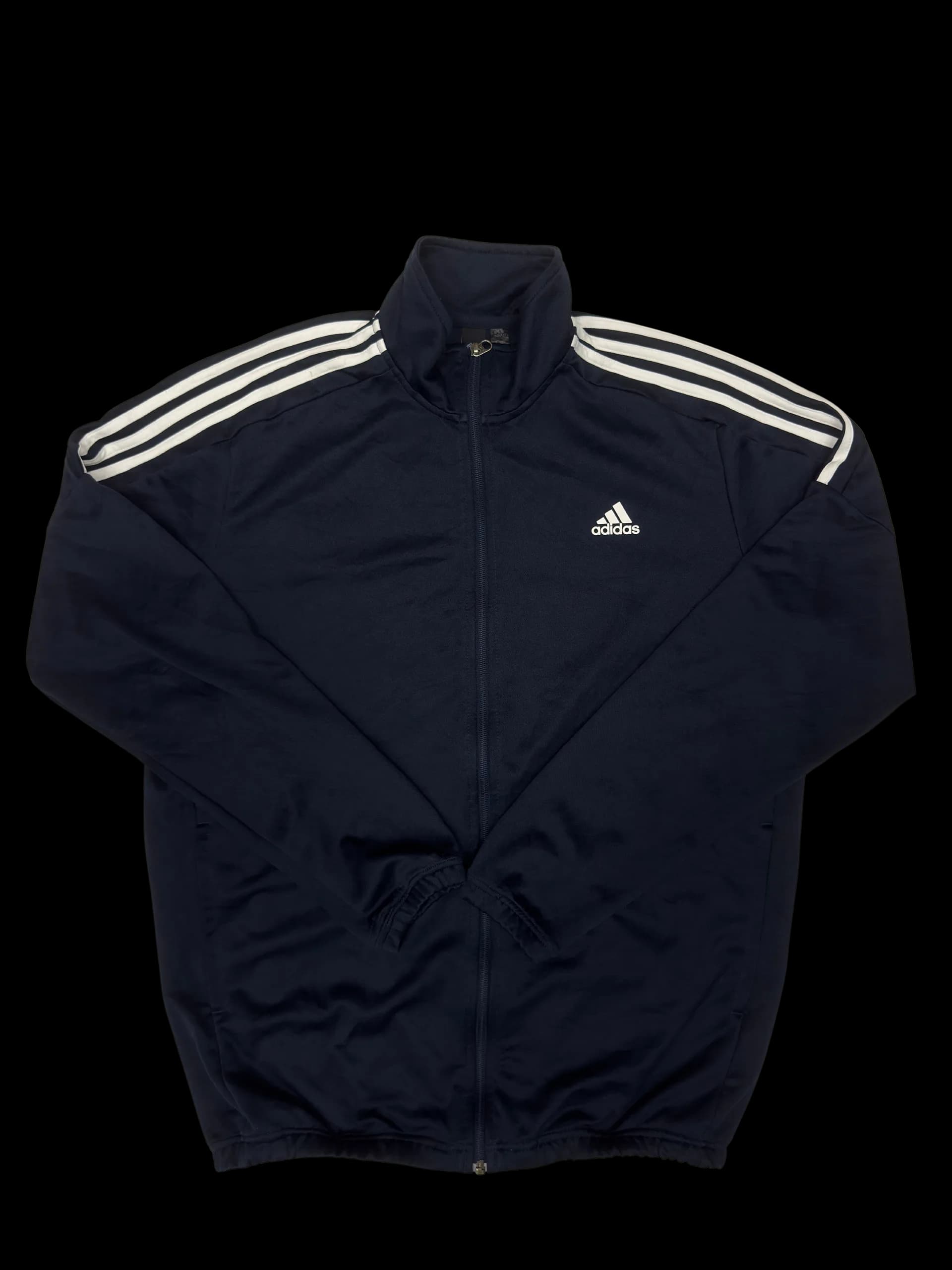Vintage Jacket-Adidas Classic 3-Stripes Full-Zip Track Jacket (Navy) - image 1