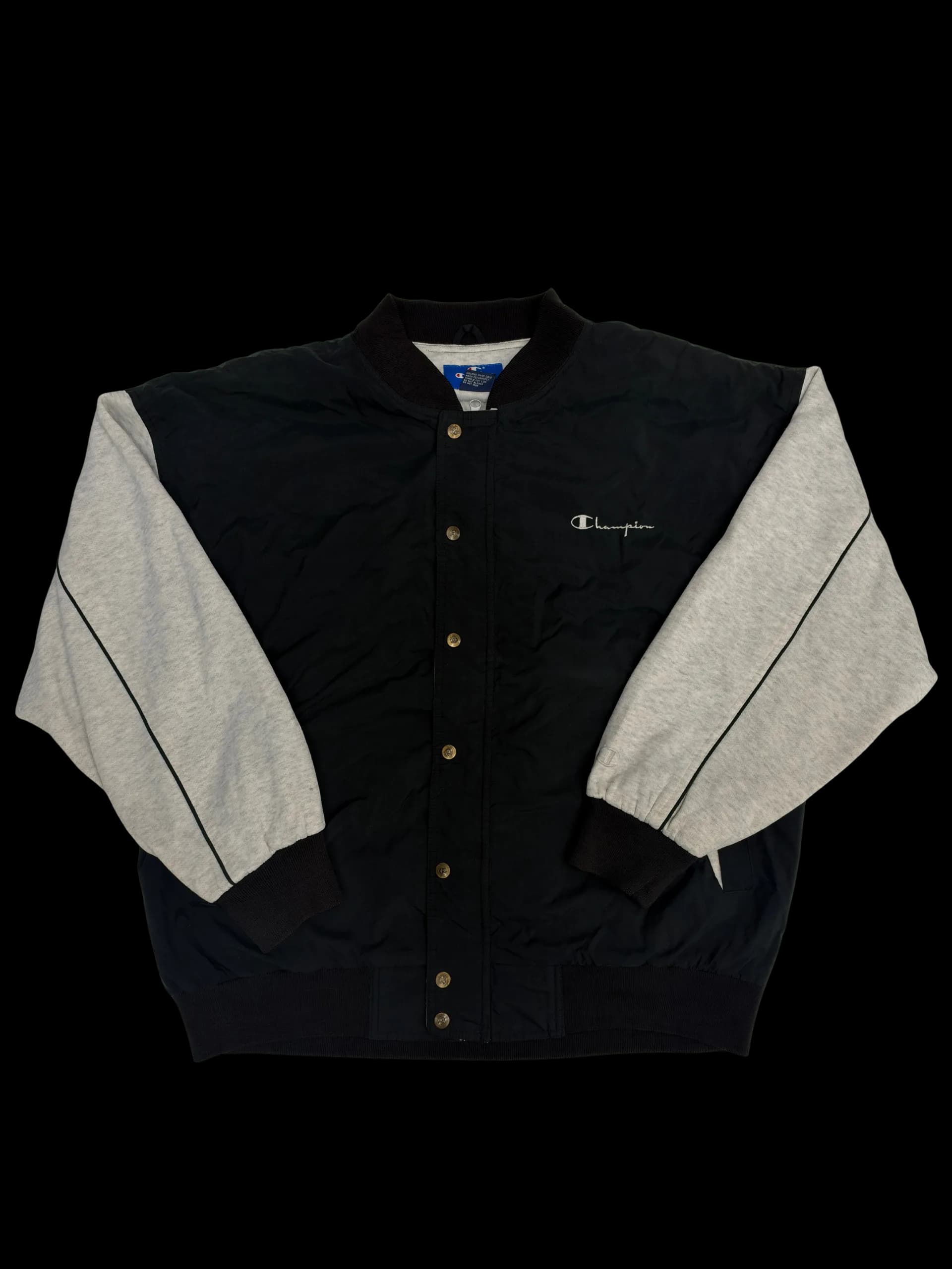 Vintage Jacket-Champion Varsity Jacket XL (Black/Grey) - image 1
