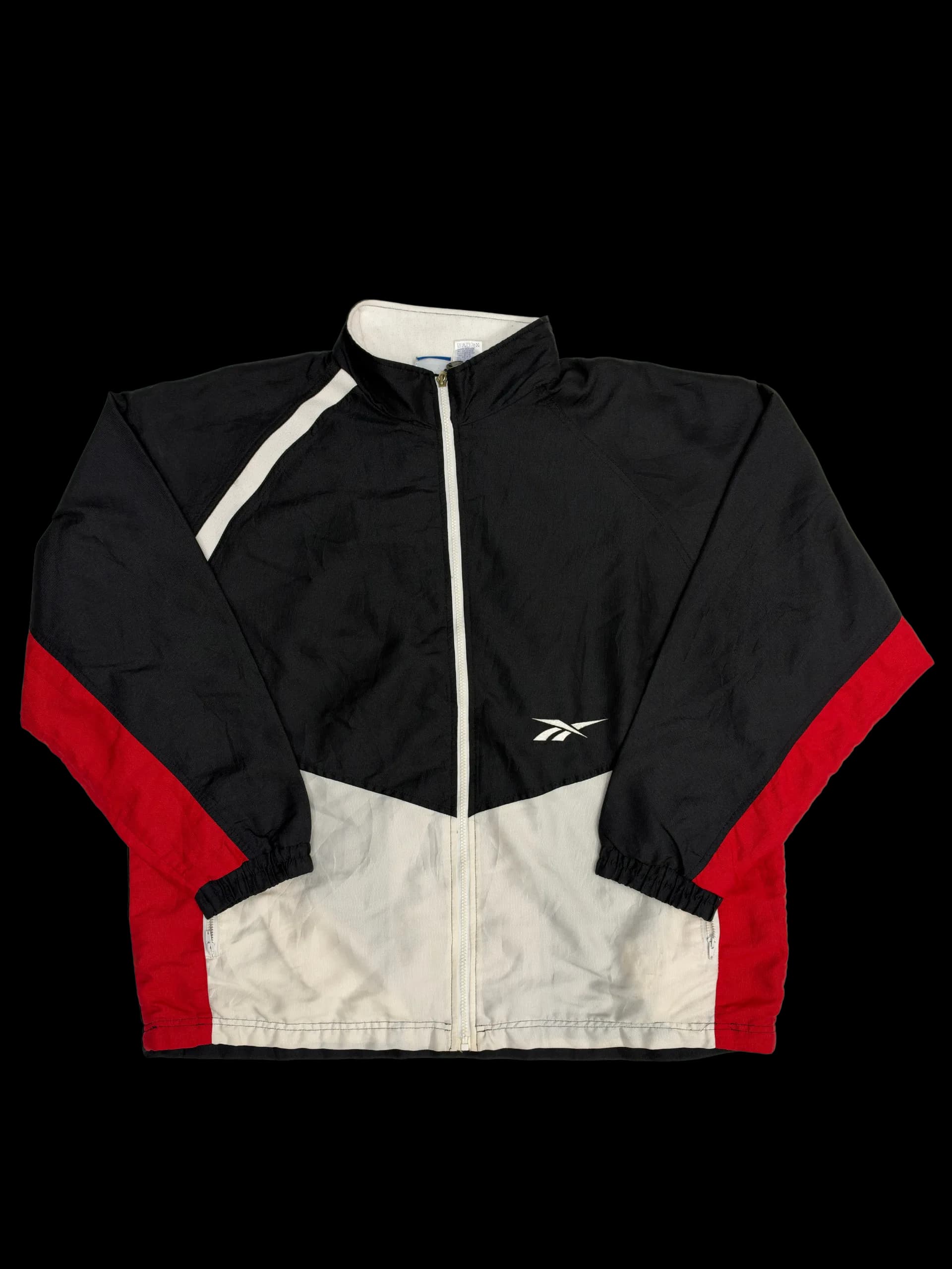 Vintage Jacket-Reebok Colourblock Jacket XL (Black/White/Red) - image 1