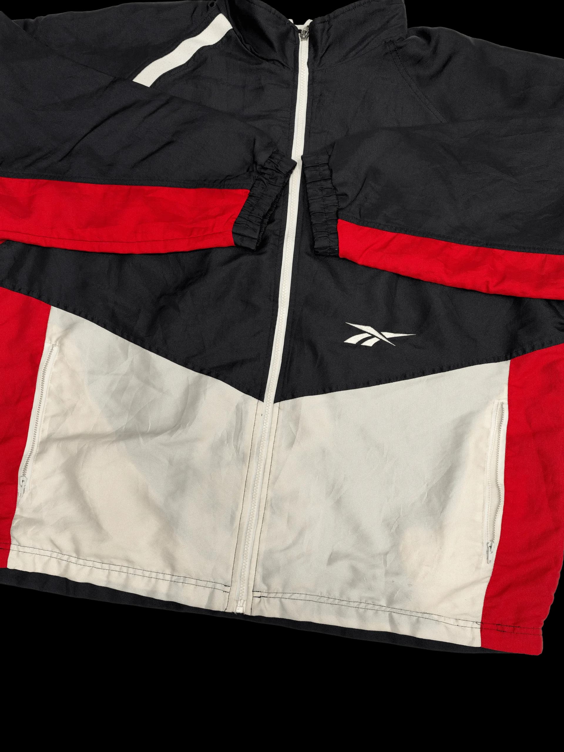 Vintage Jacket-Reebok Colourblock Jacket XL (Black/White/Red) - image 4