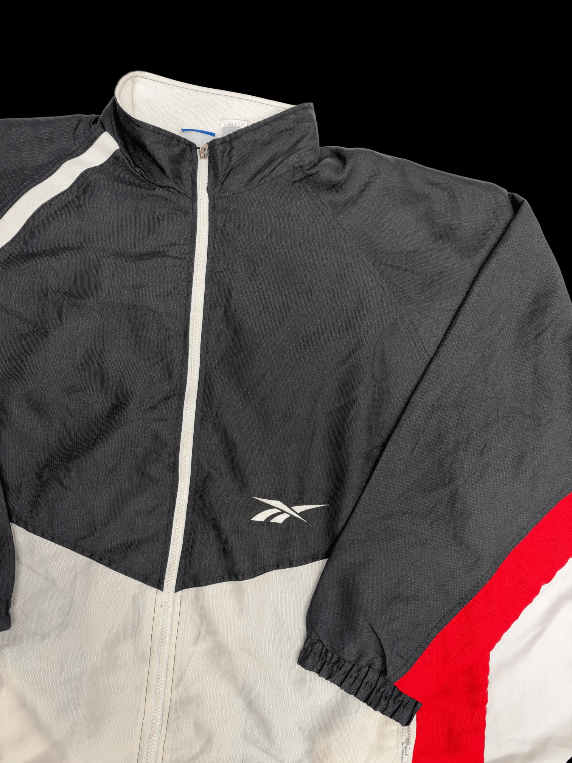 Vintage Jacket-Reebok Colourblock Jacket XL (Black/White/Red) - image 3