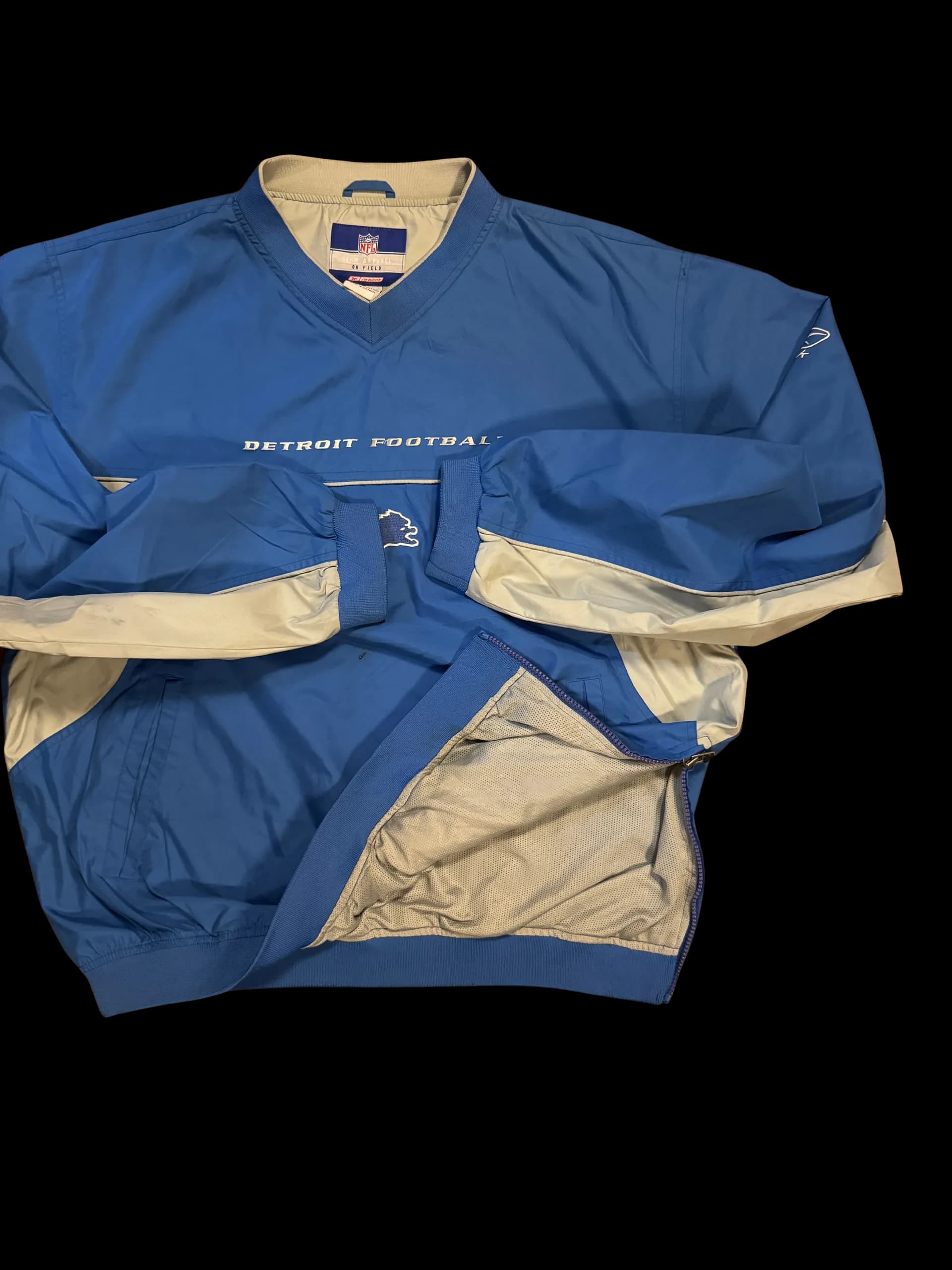 Vintage Pullover-Reebok NFL Detroit Football L (Blue) - image 5
