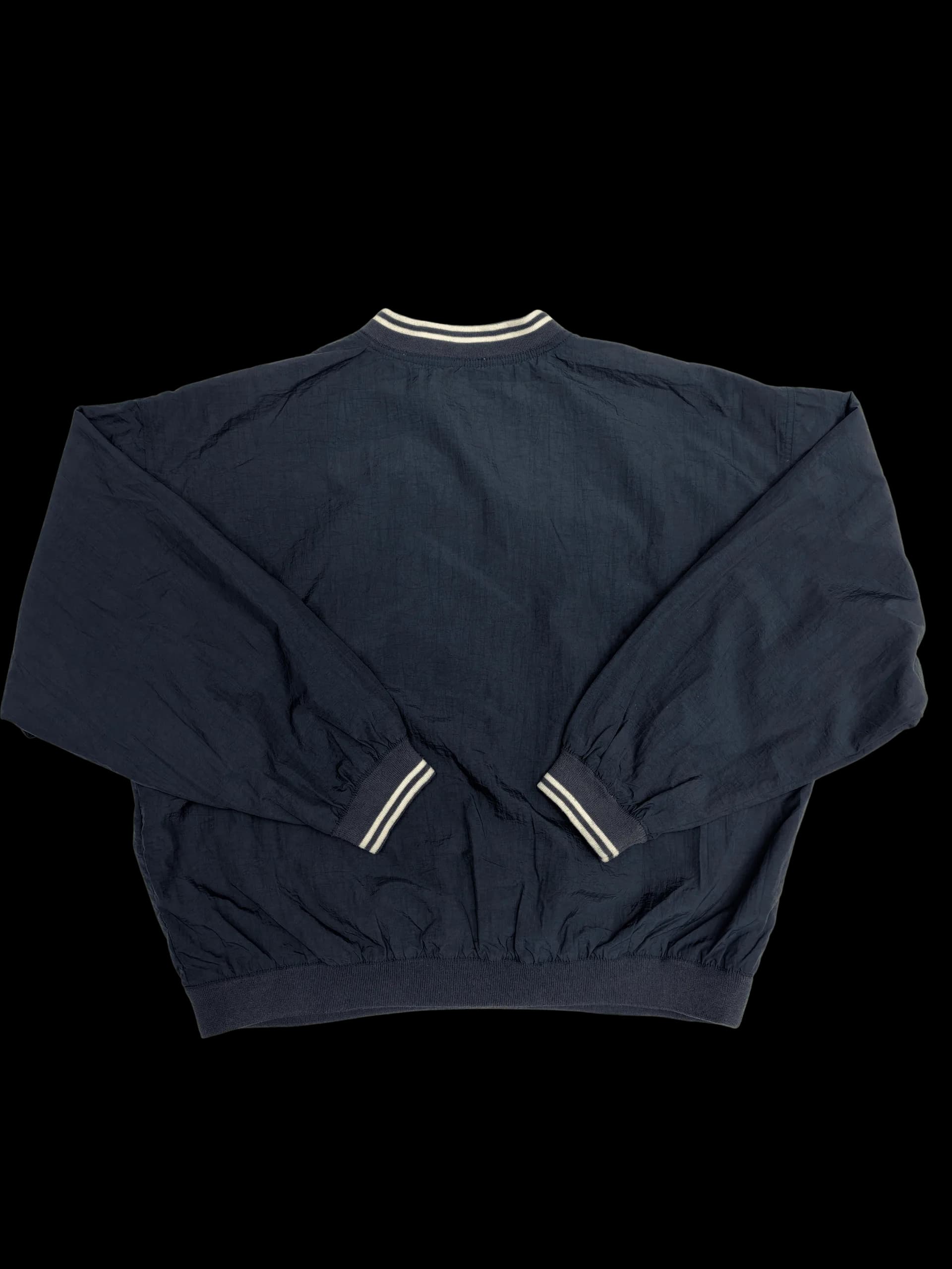Vintage Pullover-Reebok Big Logo Pullover with Striped Trim L (Navy) - image 3