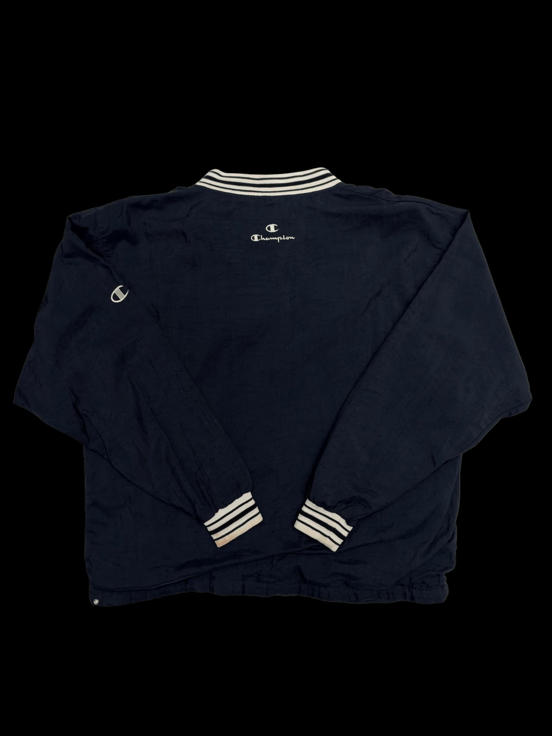 Vintage Pullover-Champion Pittsburgh V-Neck Nylon Pullover Windbreaker (Navy) - image 3