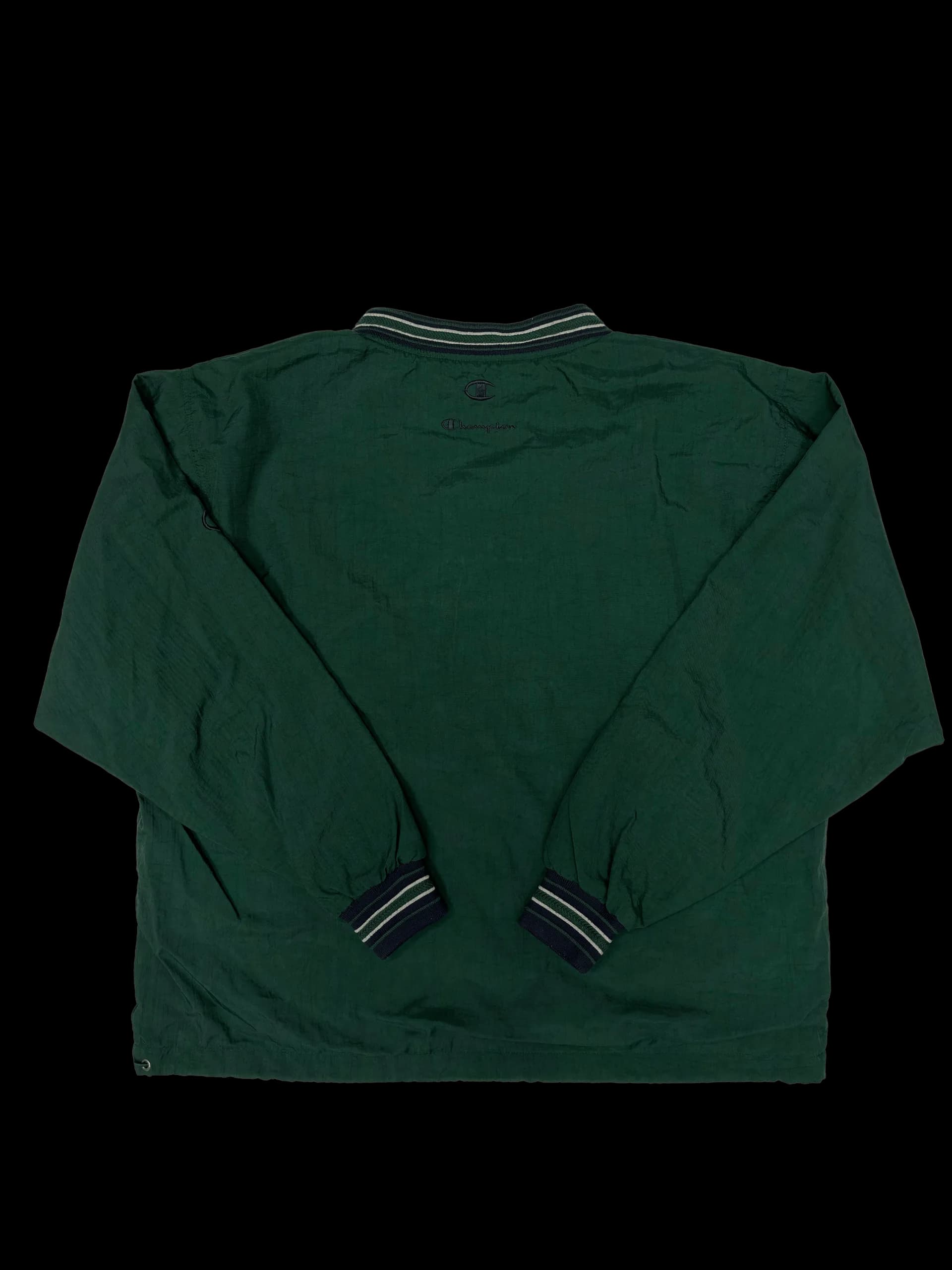 Vintage Pullover-Champion big logo pullover with striped trim (Green) - image 5