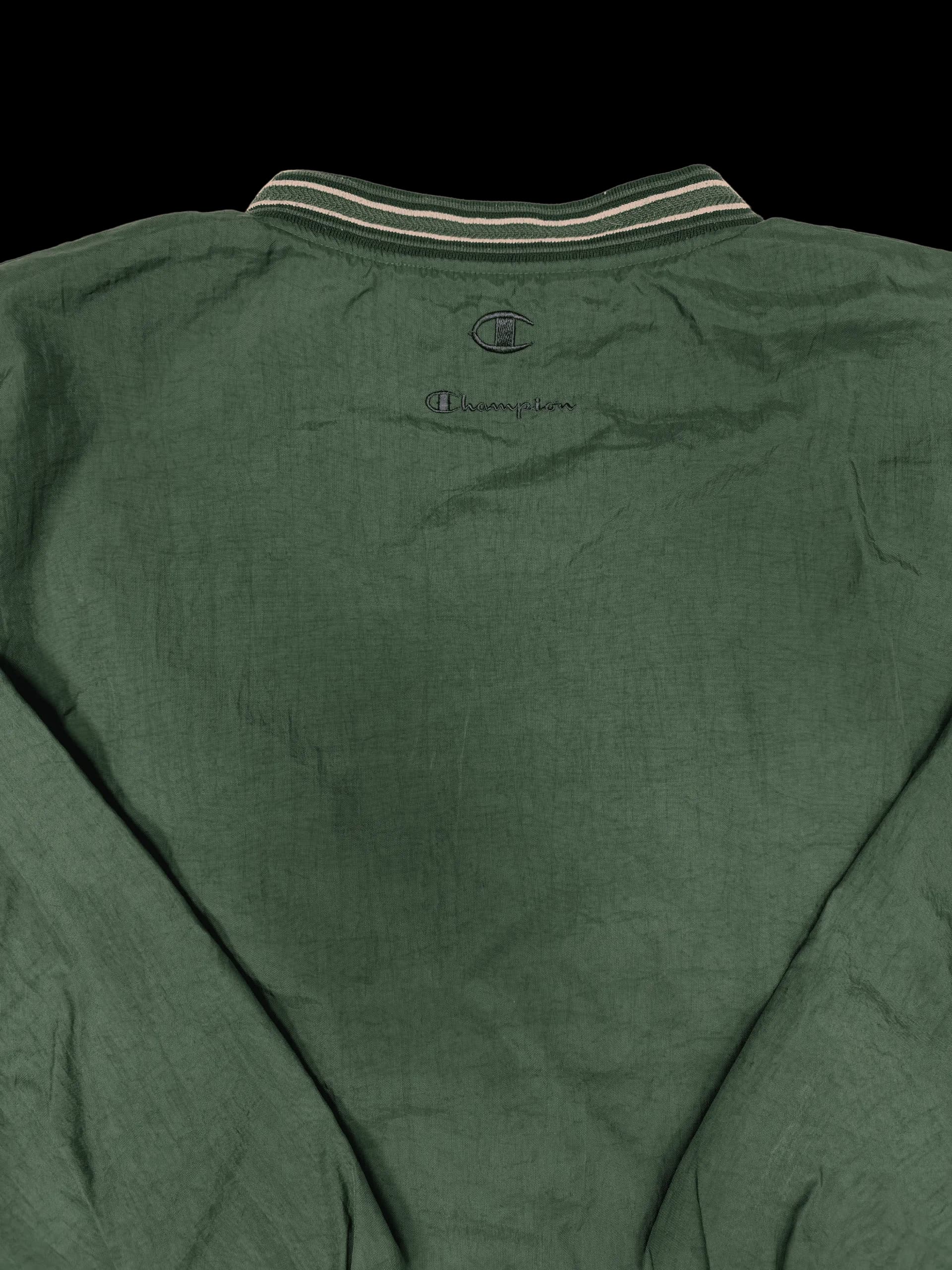 Vintage Pullover-Champion big logo pullover with striped trim (Green) - image 4