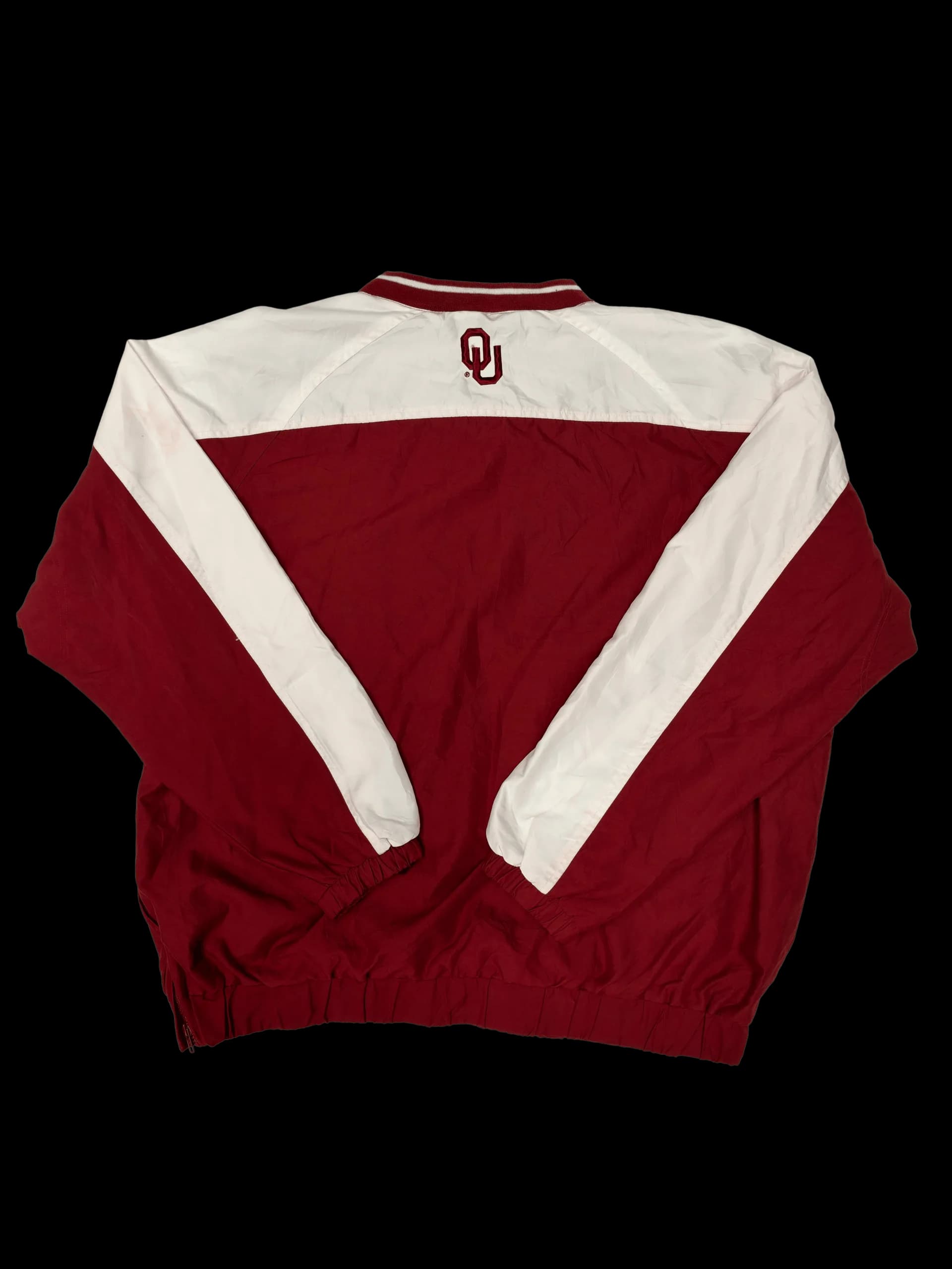 Vintage Pullover-58 Sports Oklahoma Sooners Color-Block V-Neck Pullover (Red / White) - image 3
