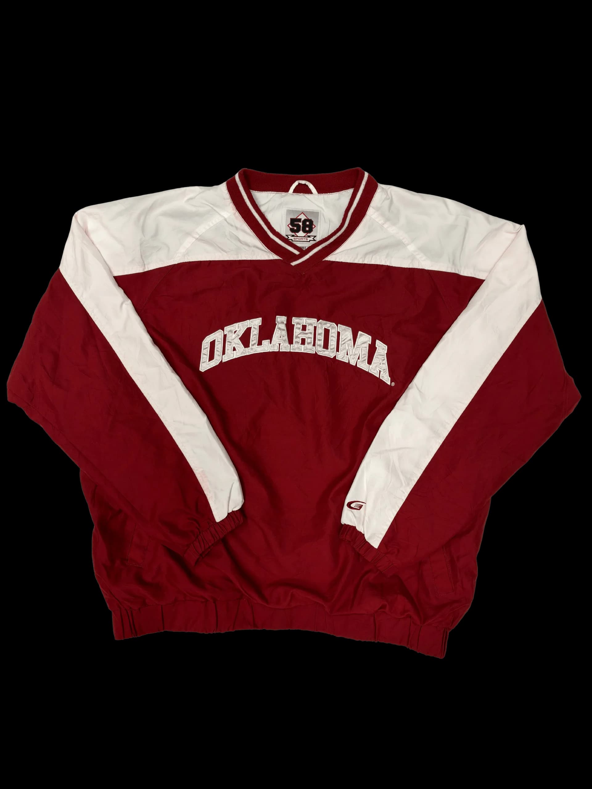 Vintage Pullover-58 Sports Oklahoma Sooners Color-Block V-Neck Pullover (Red / White) - image 1