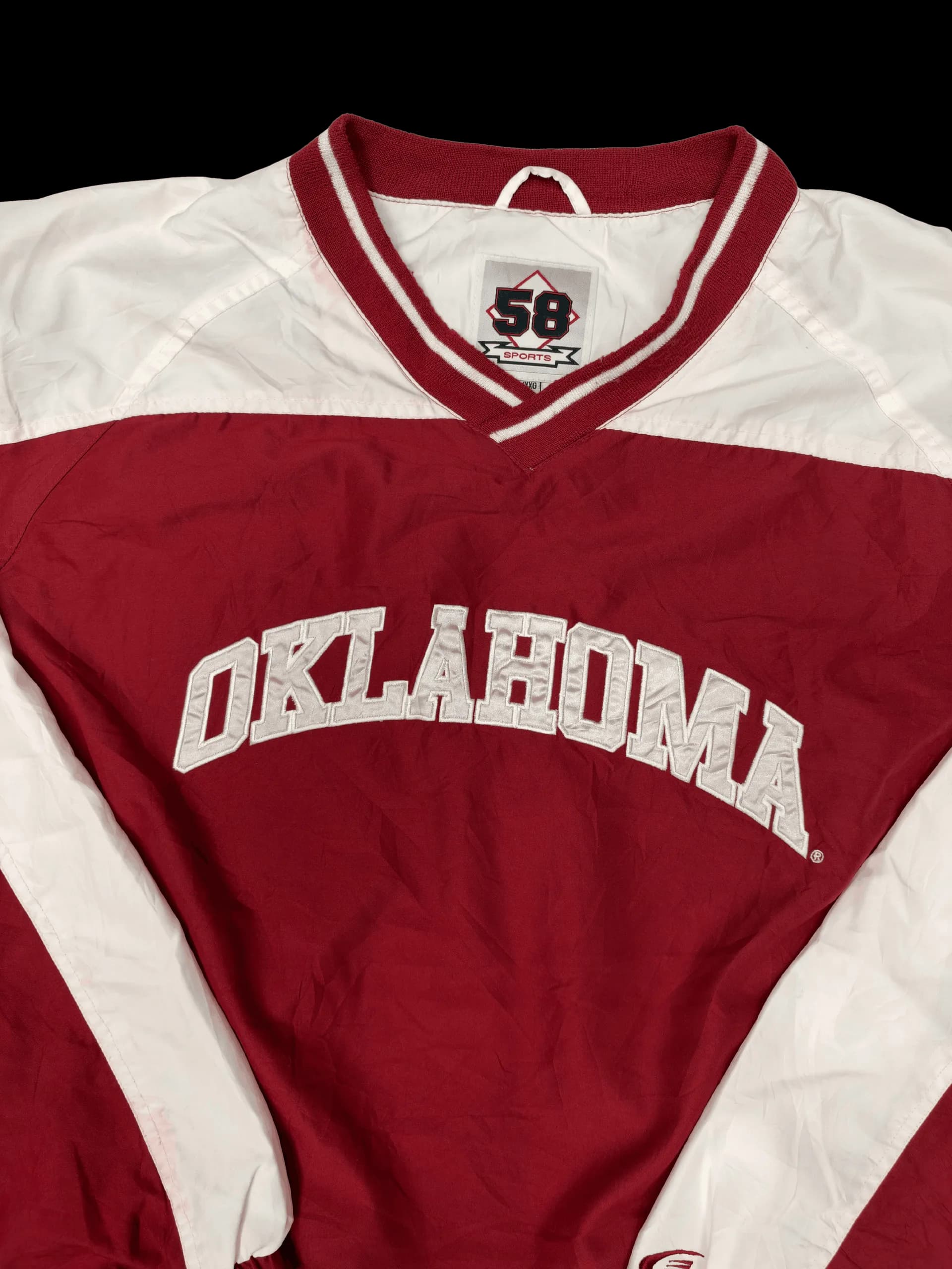 Vintage Pullover-58 Sports Oklahoma Sooners Color-Block V-Neck Pullover (Red / White) - image 2