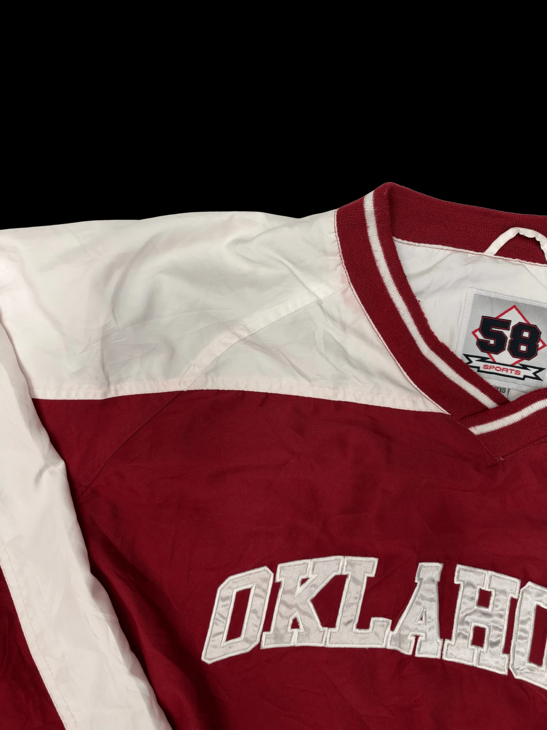 Vintage Pullover-58 Sports Oklahoma Sooners Color-Block V-Neck Pullover (Red / White) - image 5
