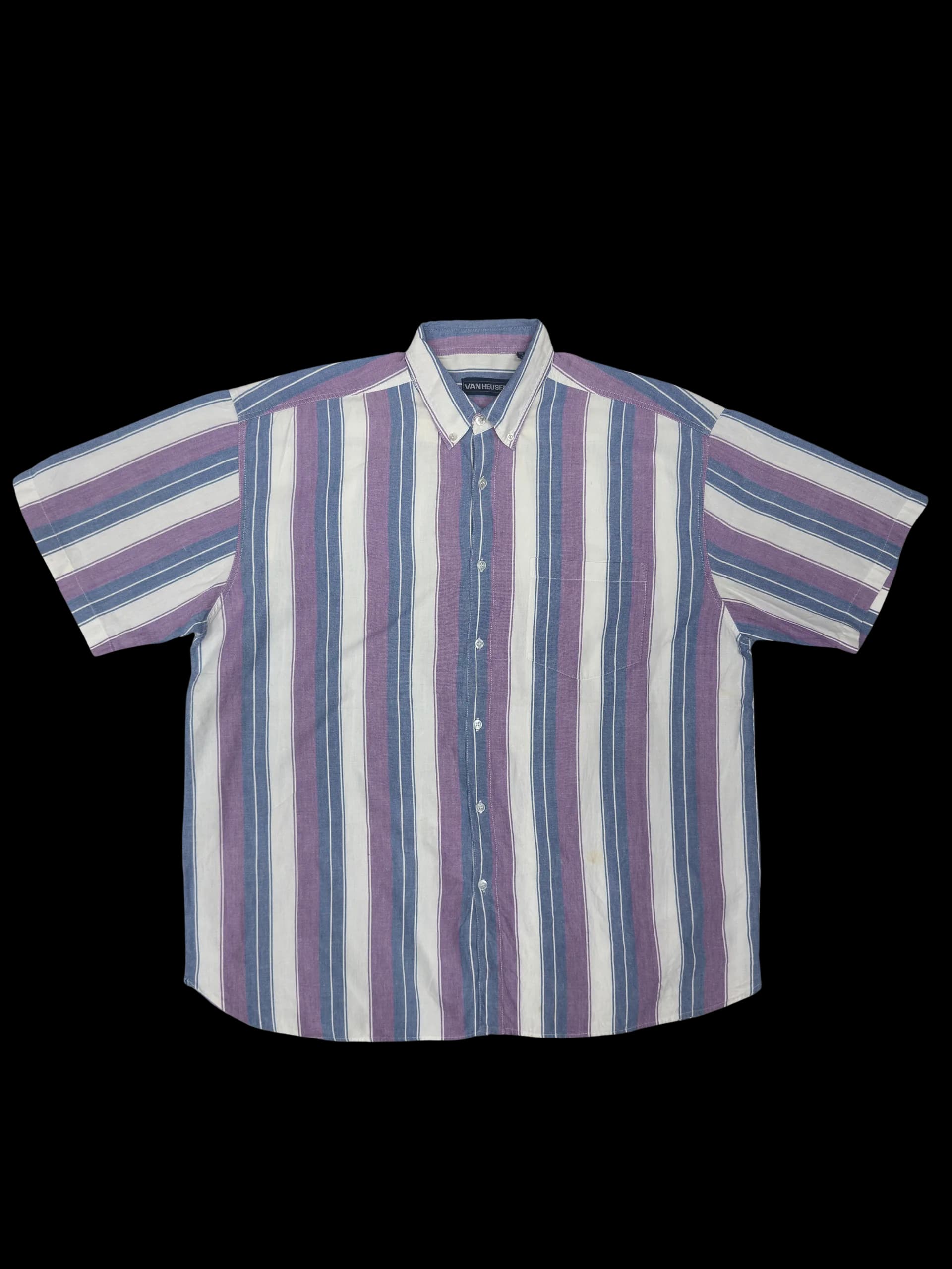 Vintage Shirt-Van Heusen Striped shirt (White/blue/Purple) - image 1