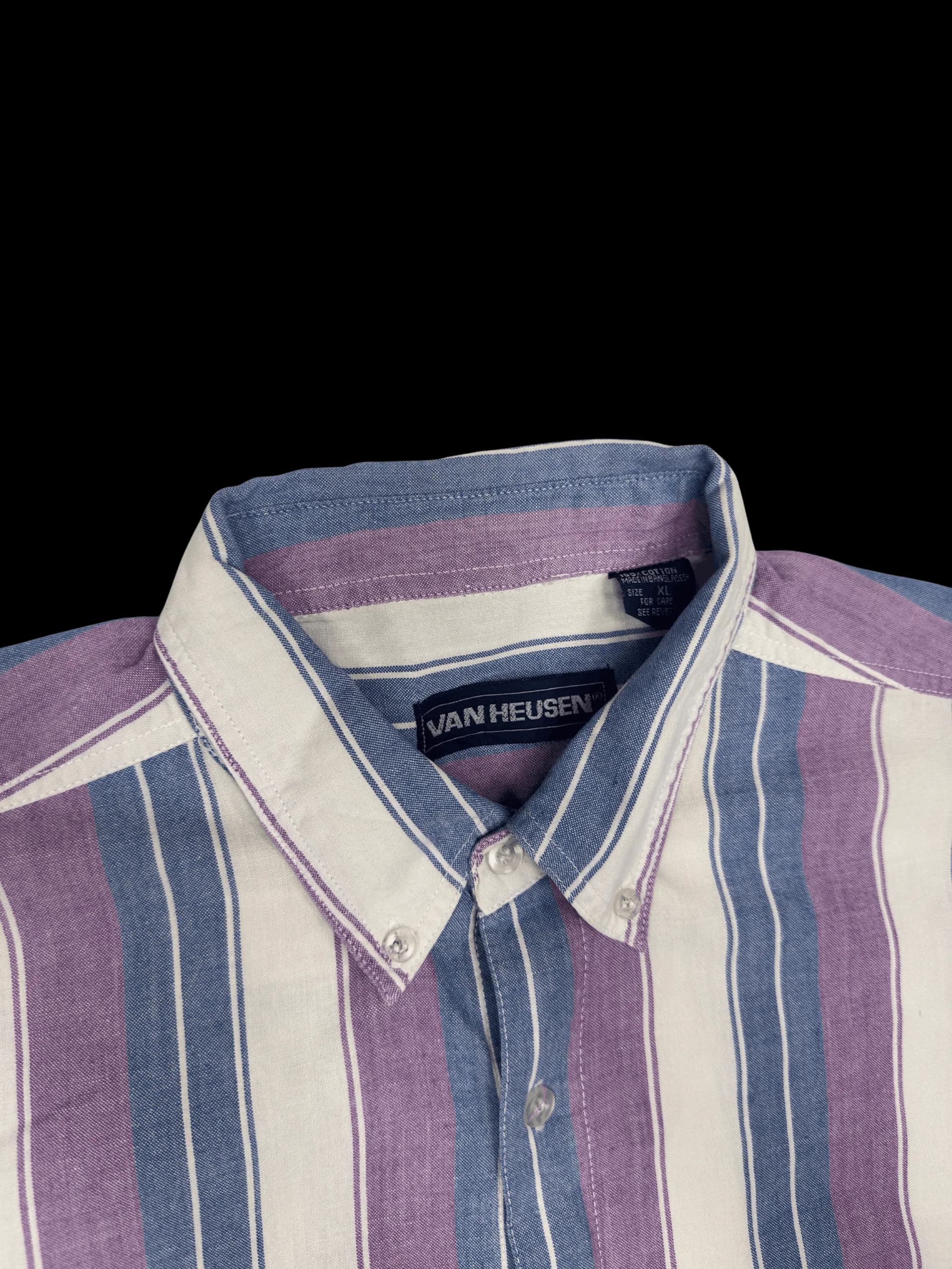 Vintage Shirt-Van Heusen Striped shirt (White/blue/Purple) - image 3