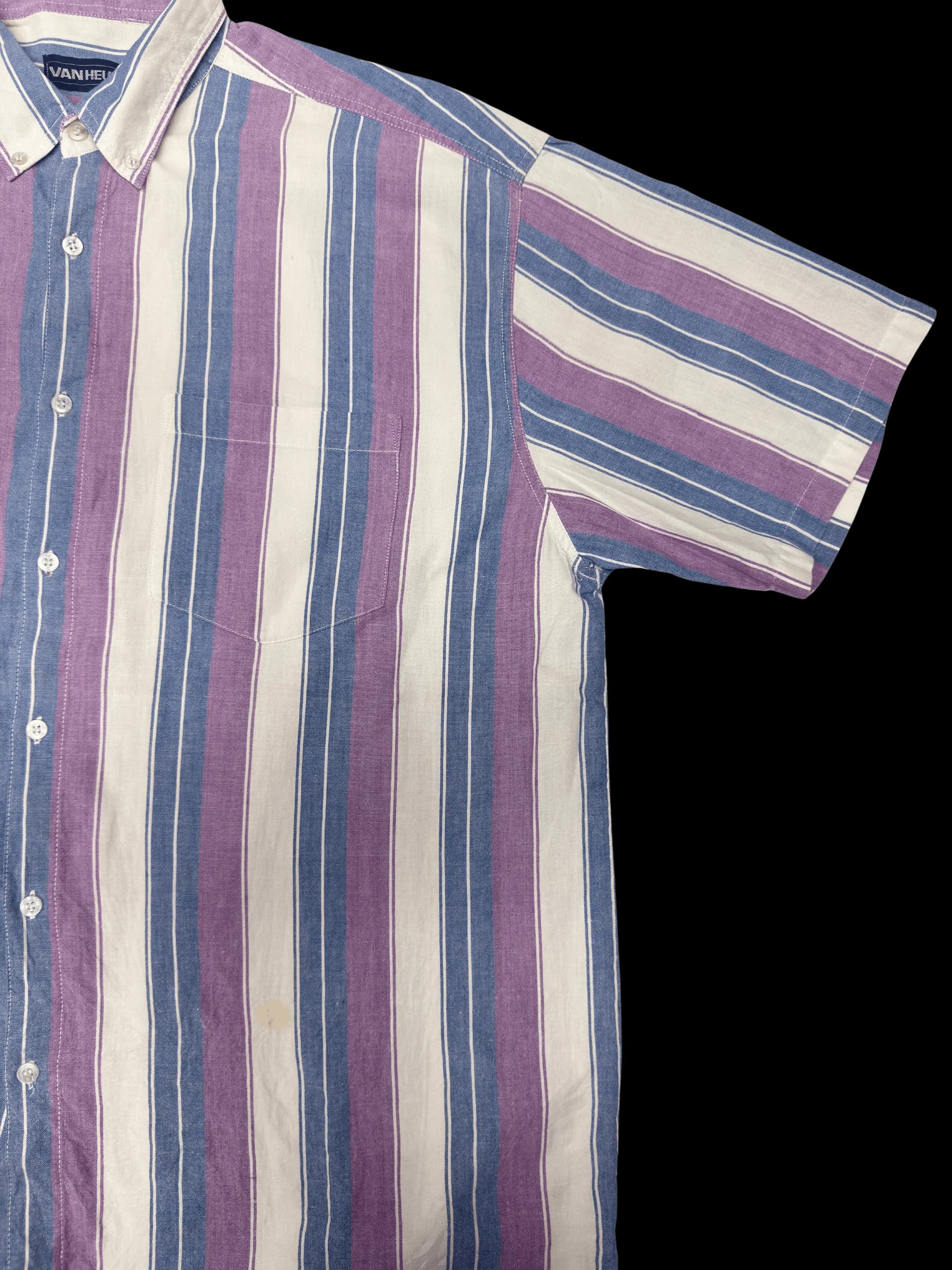 Vintage Shirt-Van Heusen Striped shirt (White/blue/Purple) - image 5