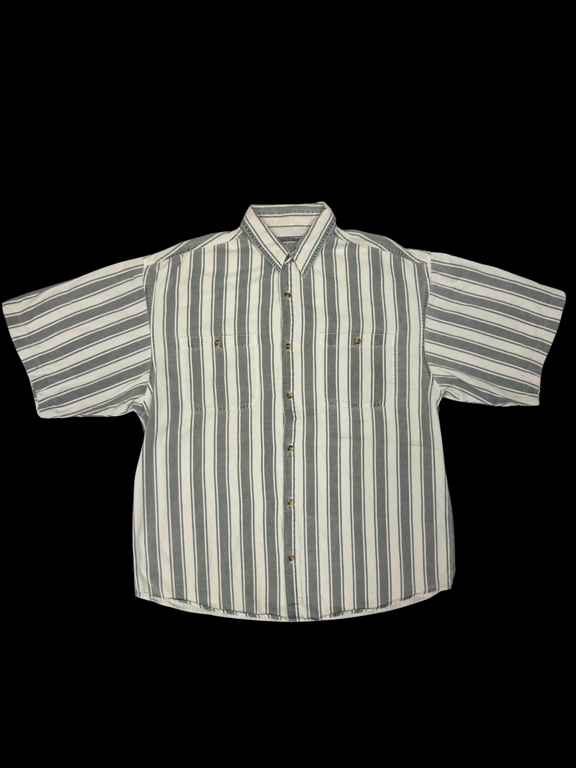 Vintage Shirt-Zeppelin Striped shirt (White/Grey) - image 1