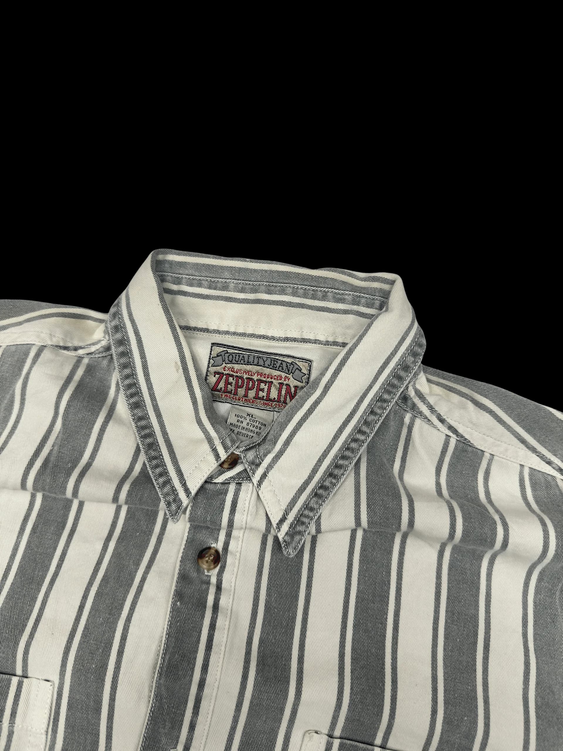 Vintage Shirt-Zeppelin Striped shirt (White/Grey) - image 5