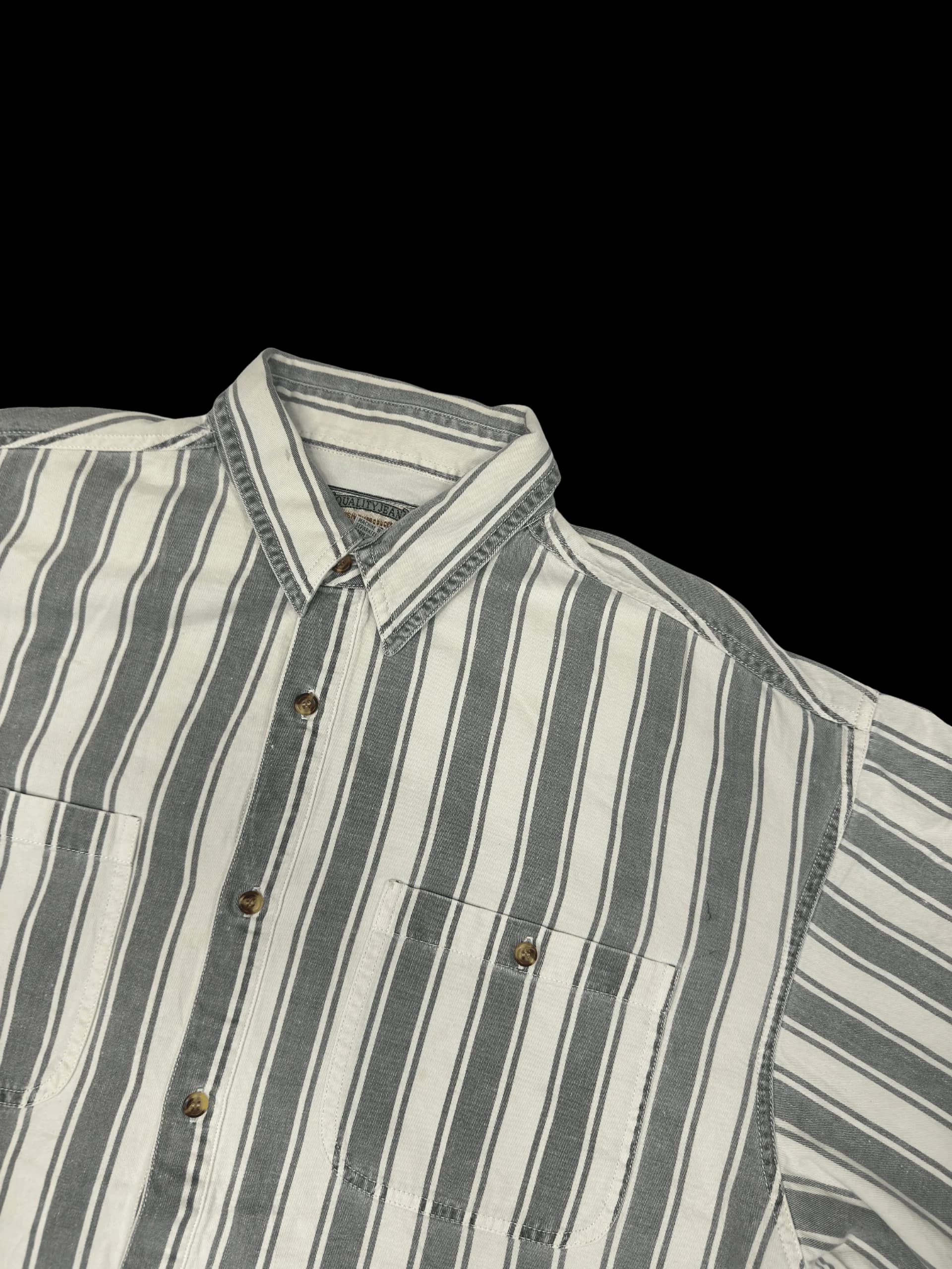Vintage Shirt-Zeppelin Striped shirt (White/Grey) - image 2