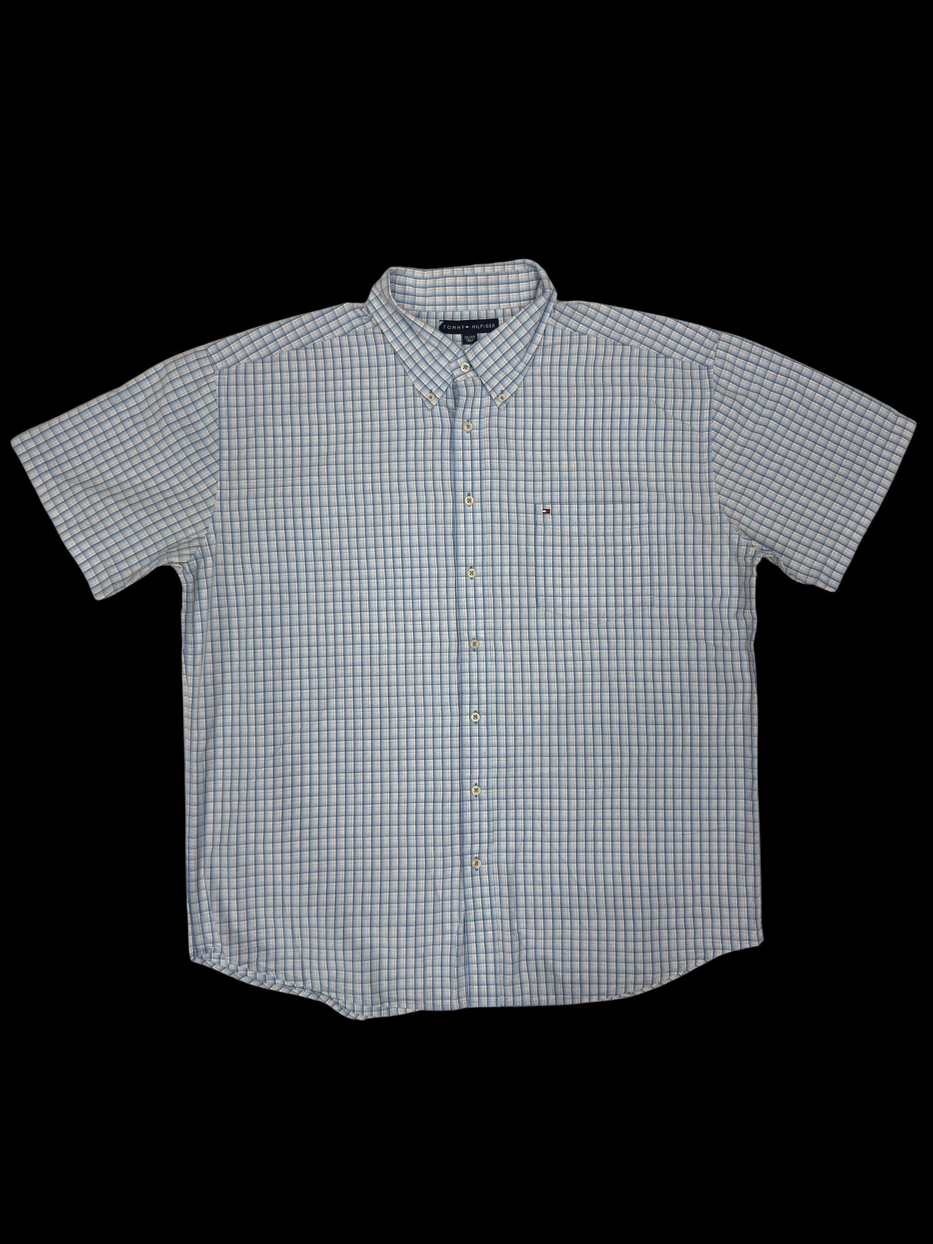 Vintage Shirt-Tommy Hilfiger Striped Shirt (Blue/White) - image 1