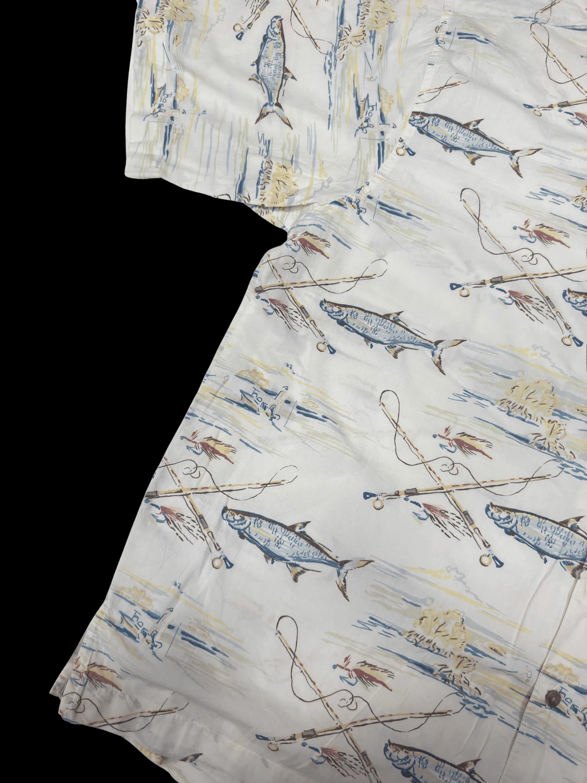 Vintage Shirt-Aftco Fish Striped Shirt (White) - image 5