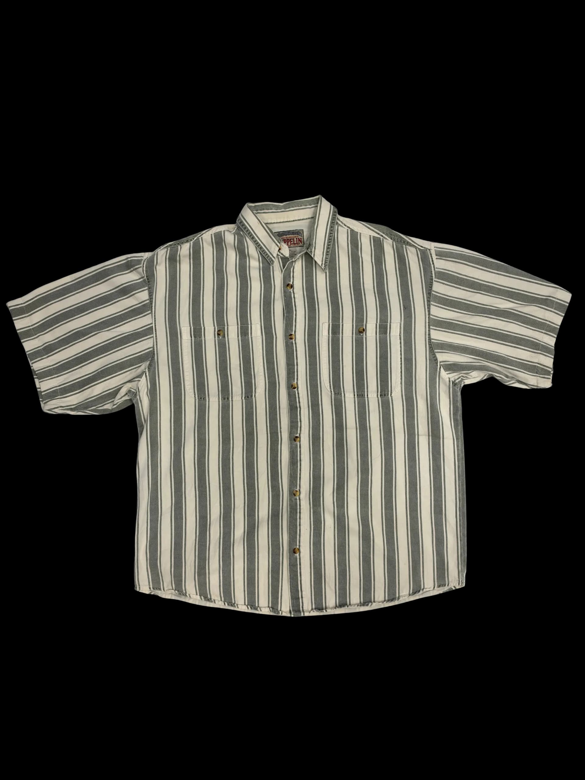 Vintage Shirt- Quality Jean Zeppelin XL (Grey and white stripes) - image 1