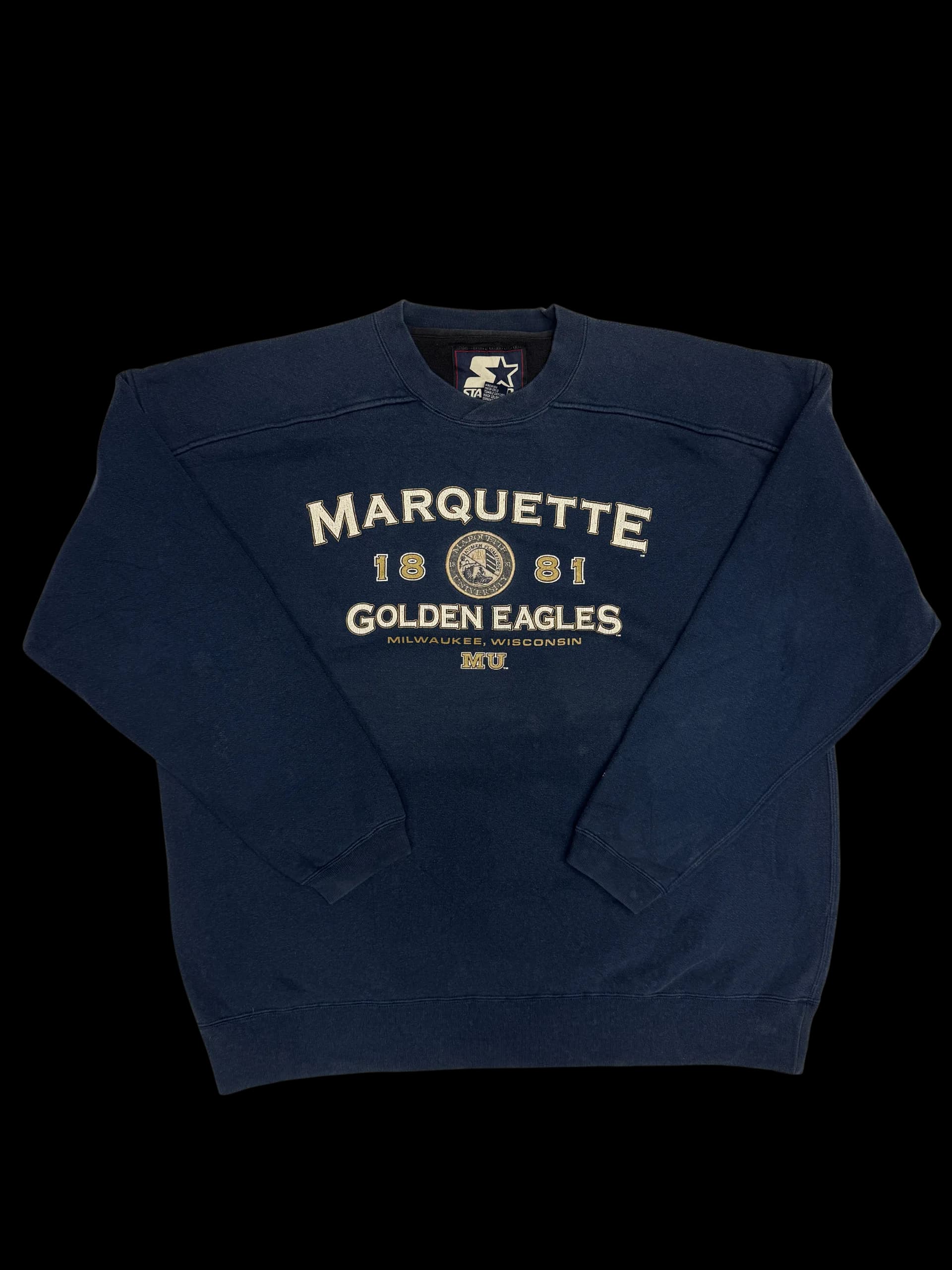 Vintage Sweatshirt-Starter Marquette XL (Navy) - image 1