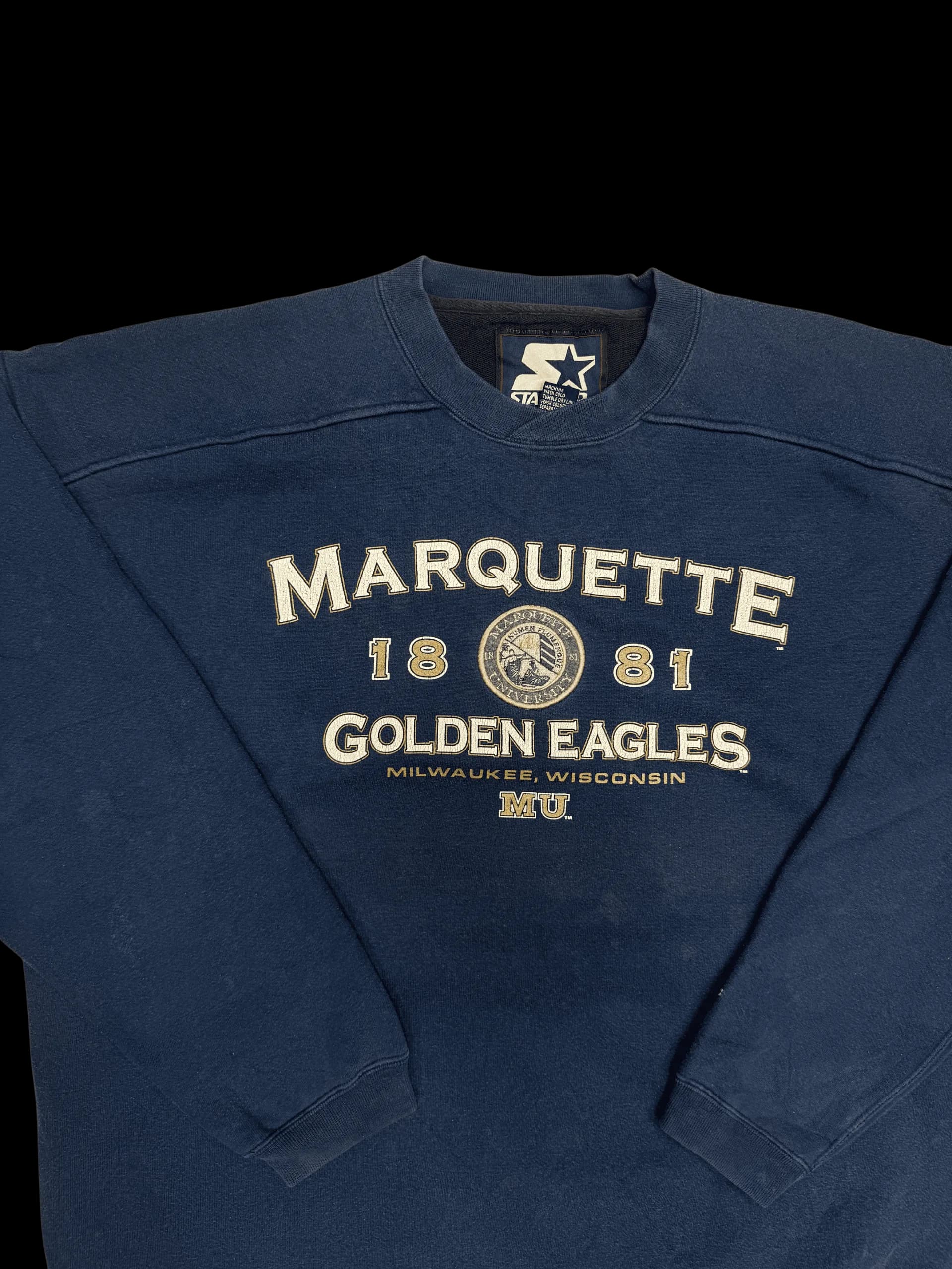 Vintage Sweatshirt-Starter Marquette XL (Navy) - image 2