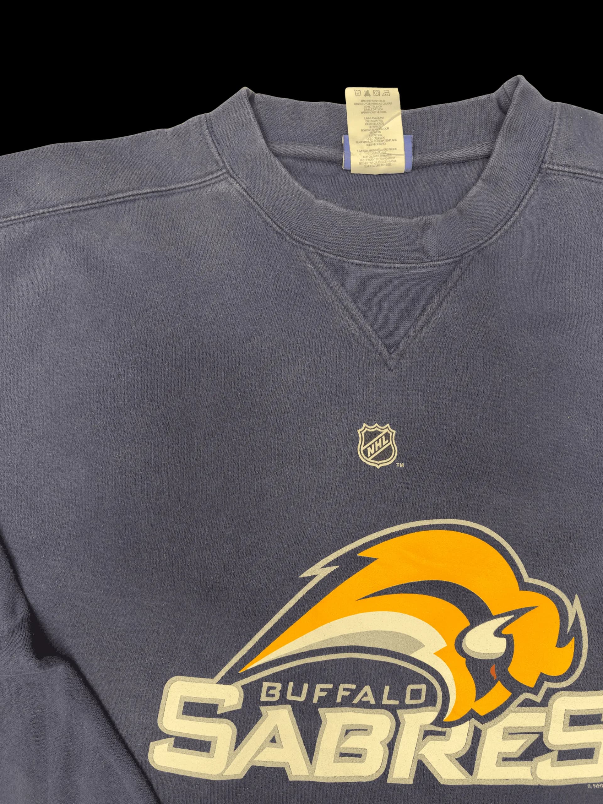Vintage Sweatshirt-Reebok Buffalo Sabres Graphic Crewneck Sweatshirt (Navy) - image 4