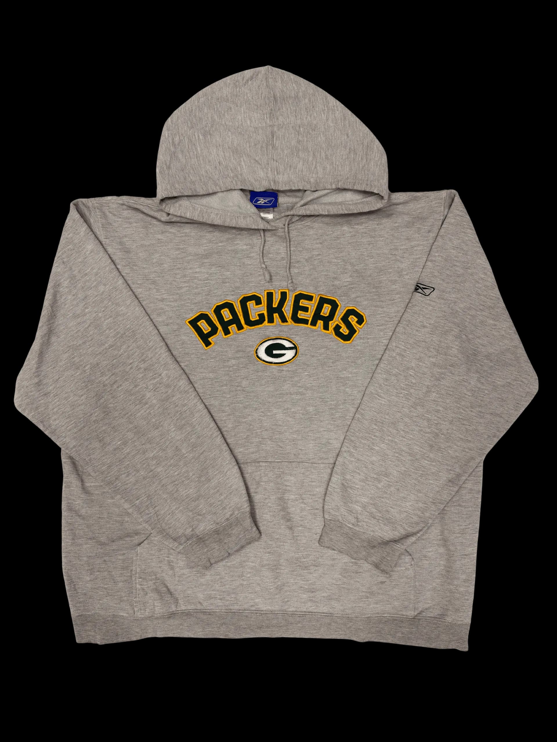 Vintage Sweatshirt-Reebok Green Bay Packers Arch Logo Hoodie (Grey) - image 1