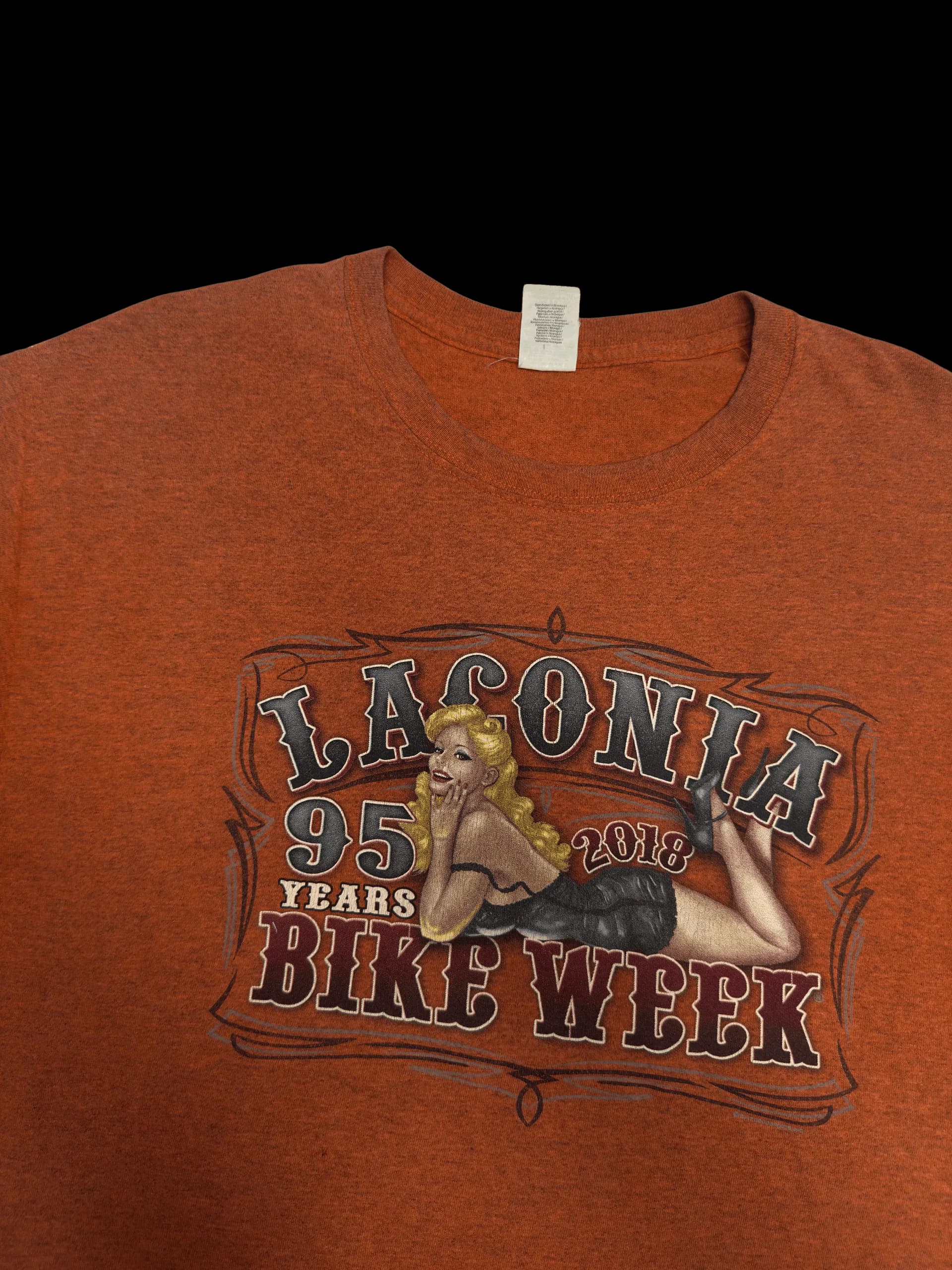 Vintage Tee-Gildan Laconia Bike Week (Orange) - image 2