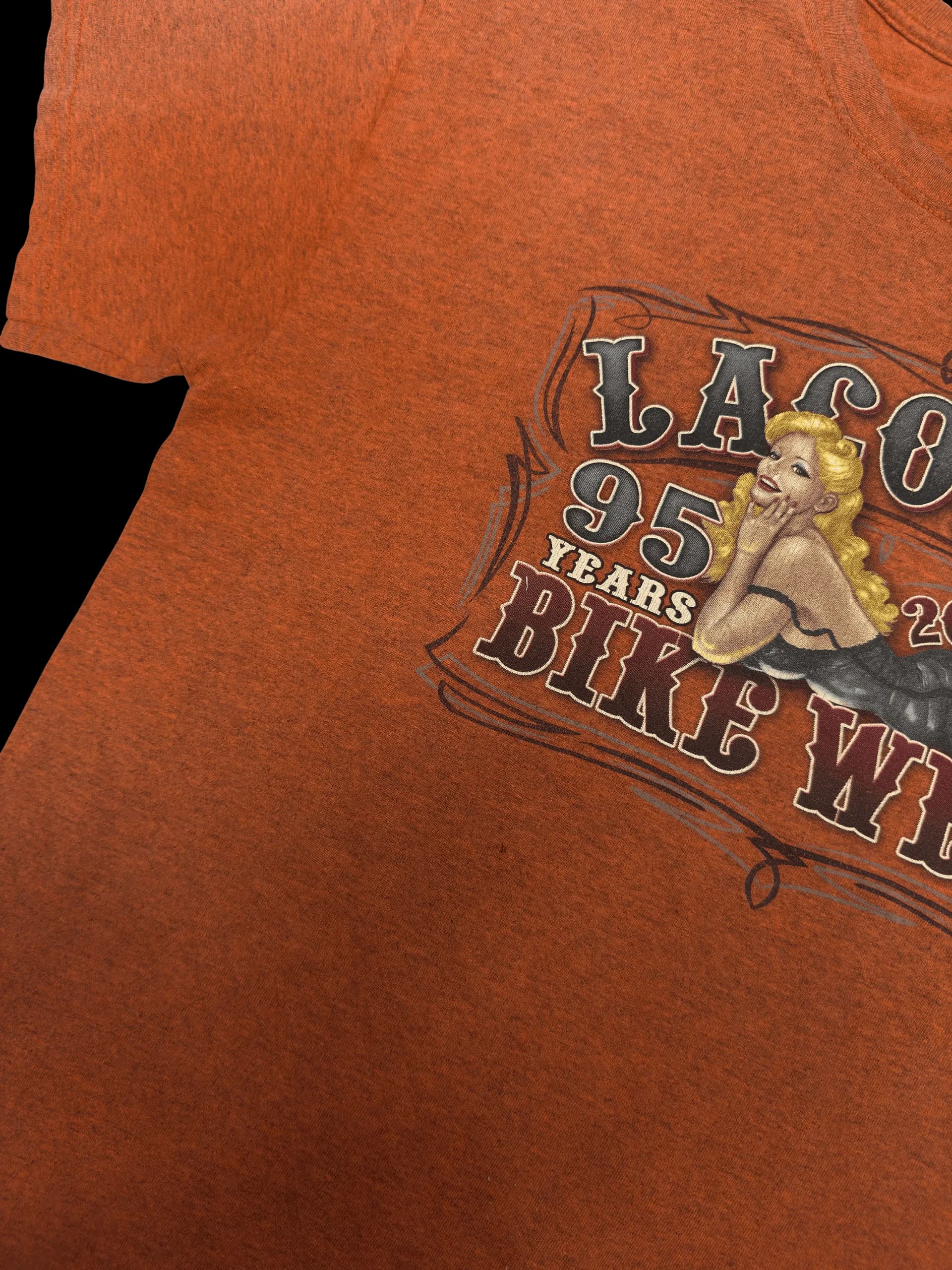 Vintage Tee-Gildan Laconia Bike Week (Orange) - image 5