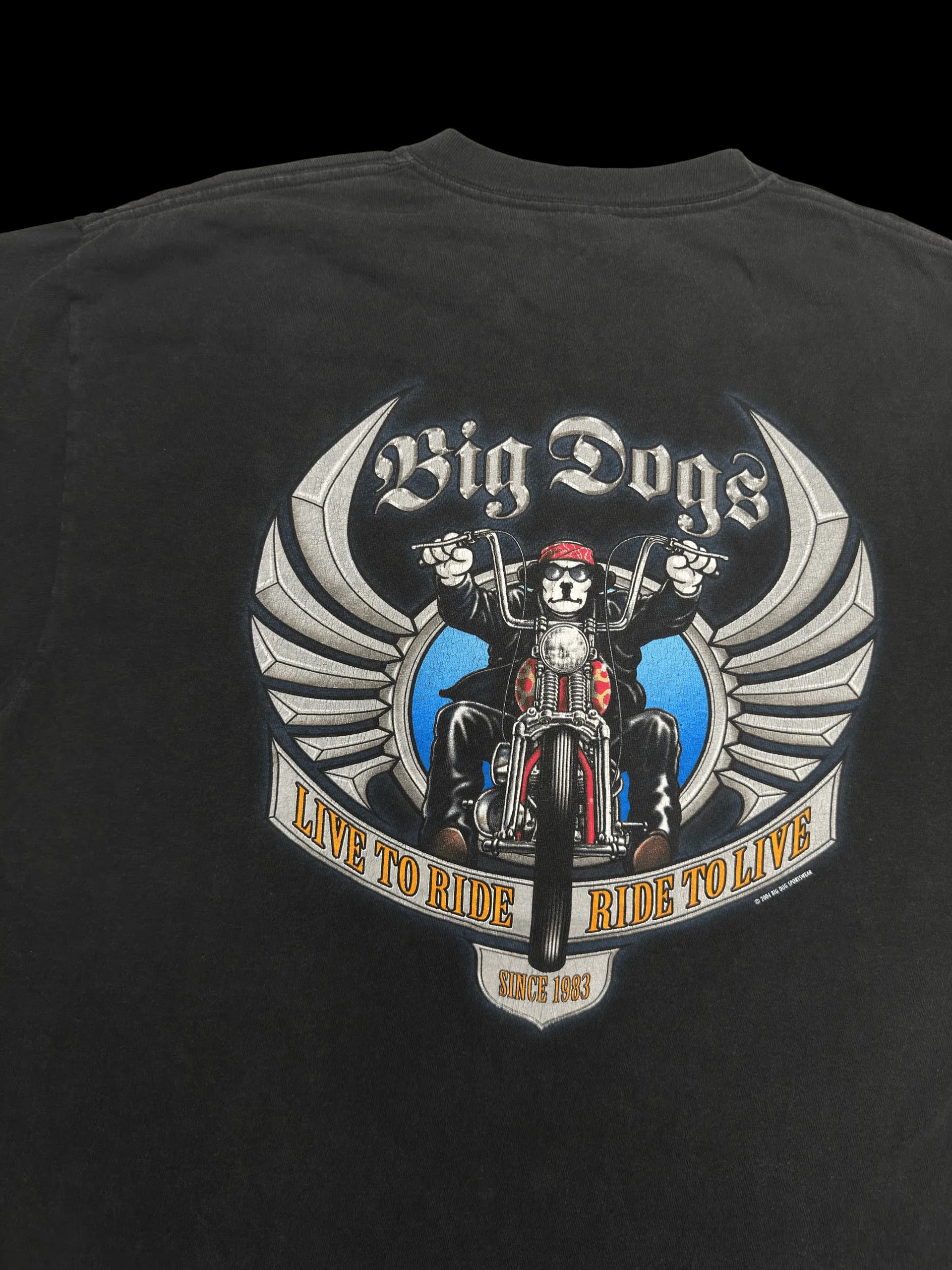 Vintage Tee-Big Dogs Live To Ride Ride To Live (Black) - image 2