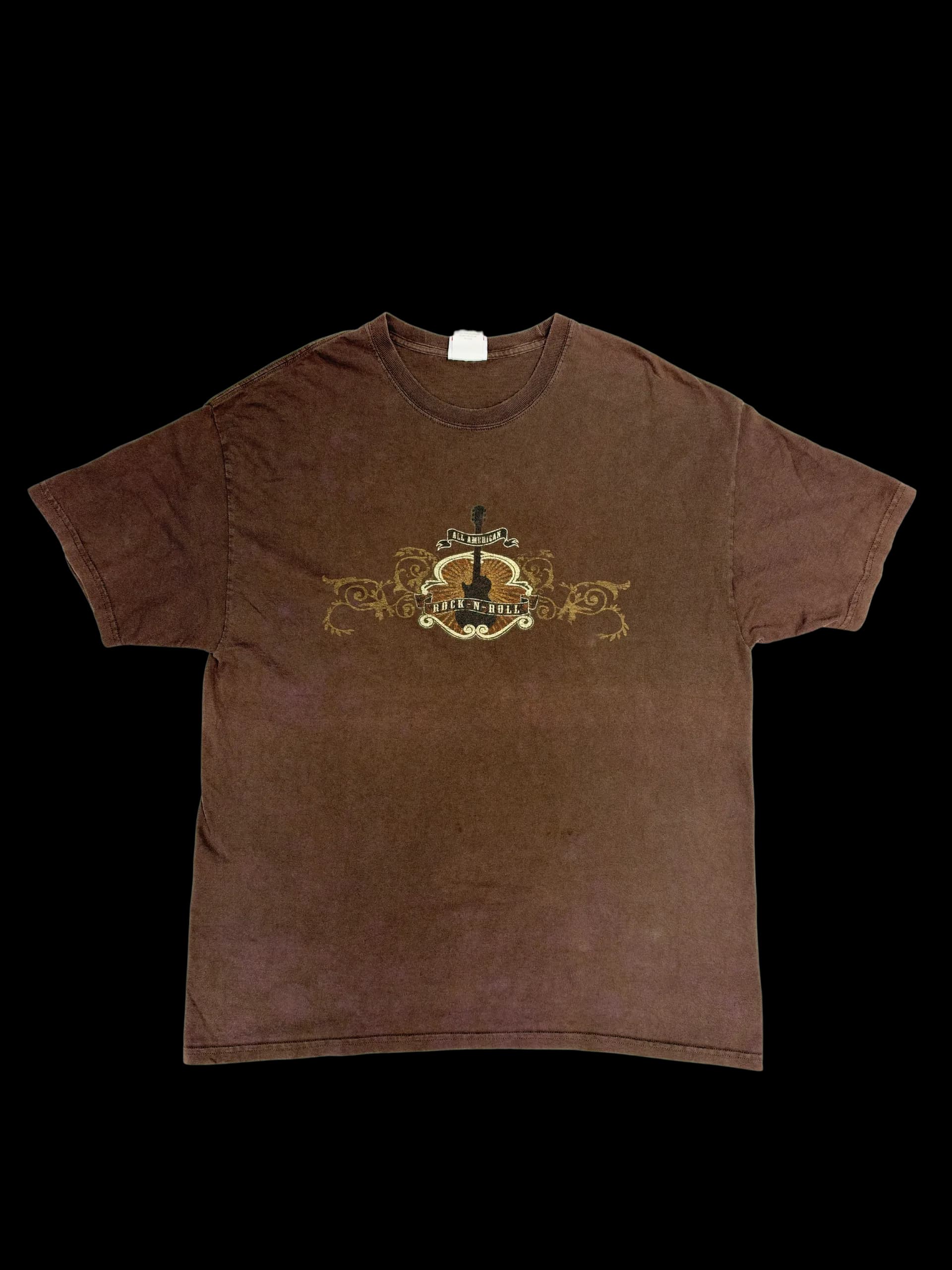Vintage Tee- All American Rock N Roll Guitar Graphic Tee XL (Brown) - image 1