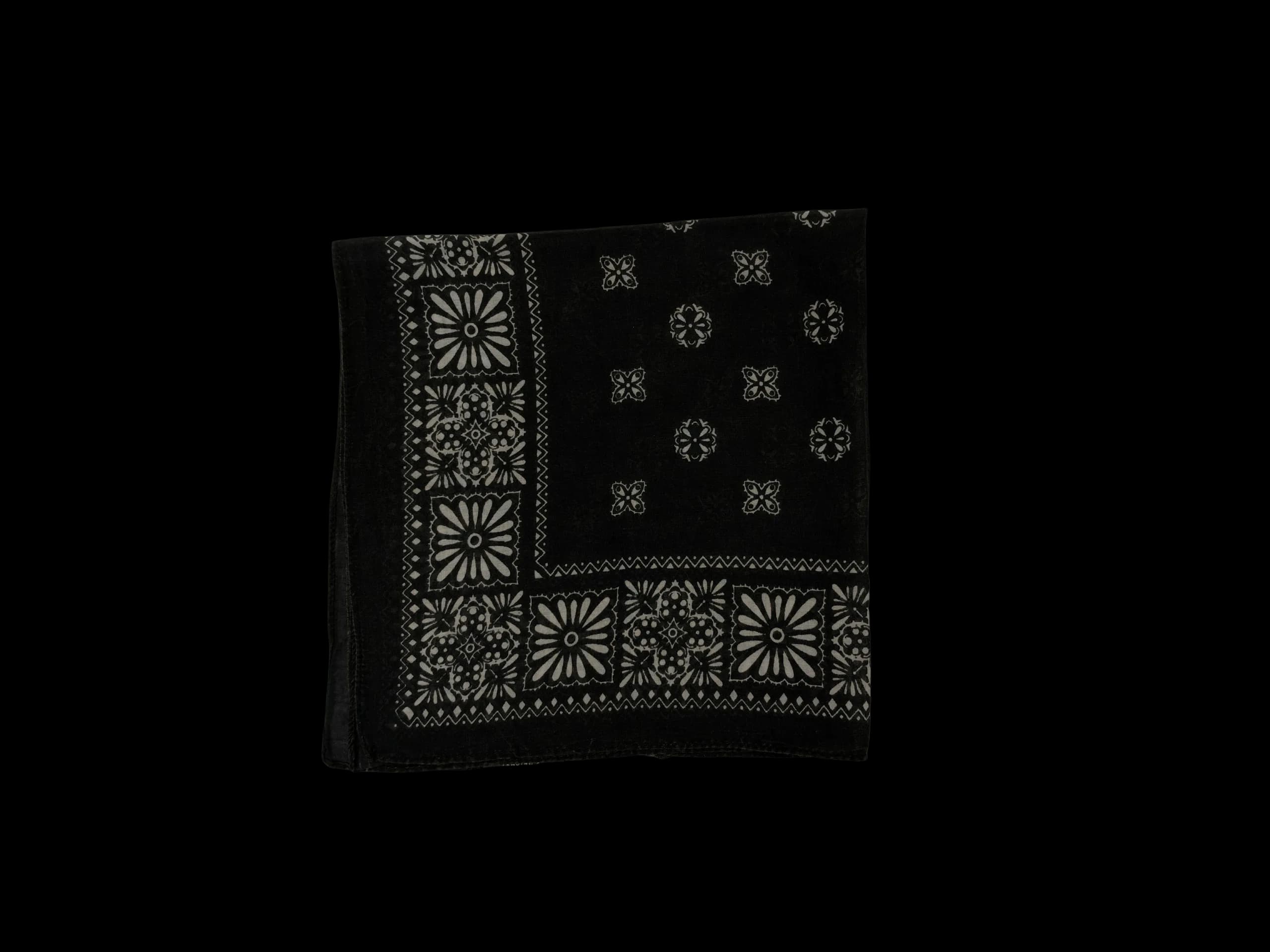 Vintage Patterned Bandana (Black) - image 2