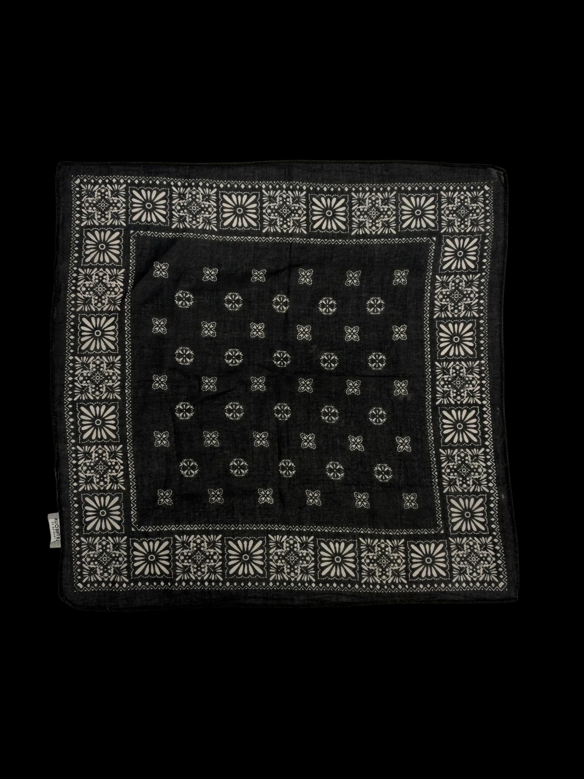 Vintage Patterned Bandana (Black) - image 1