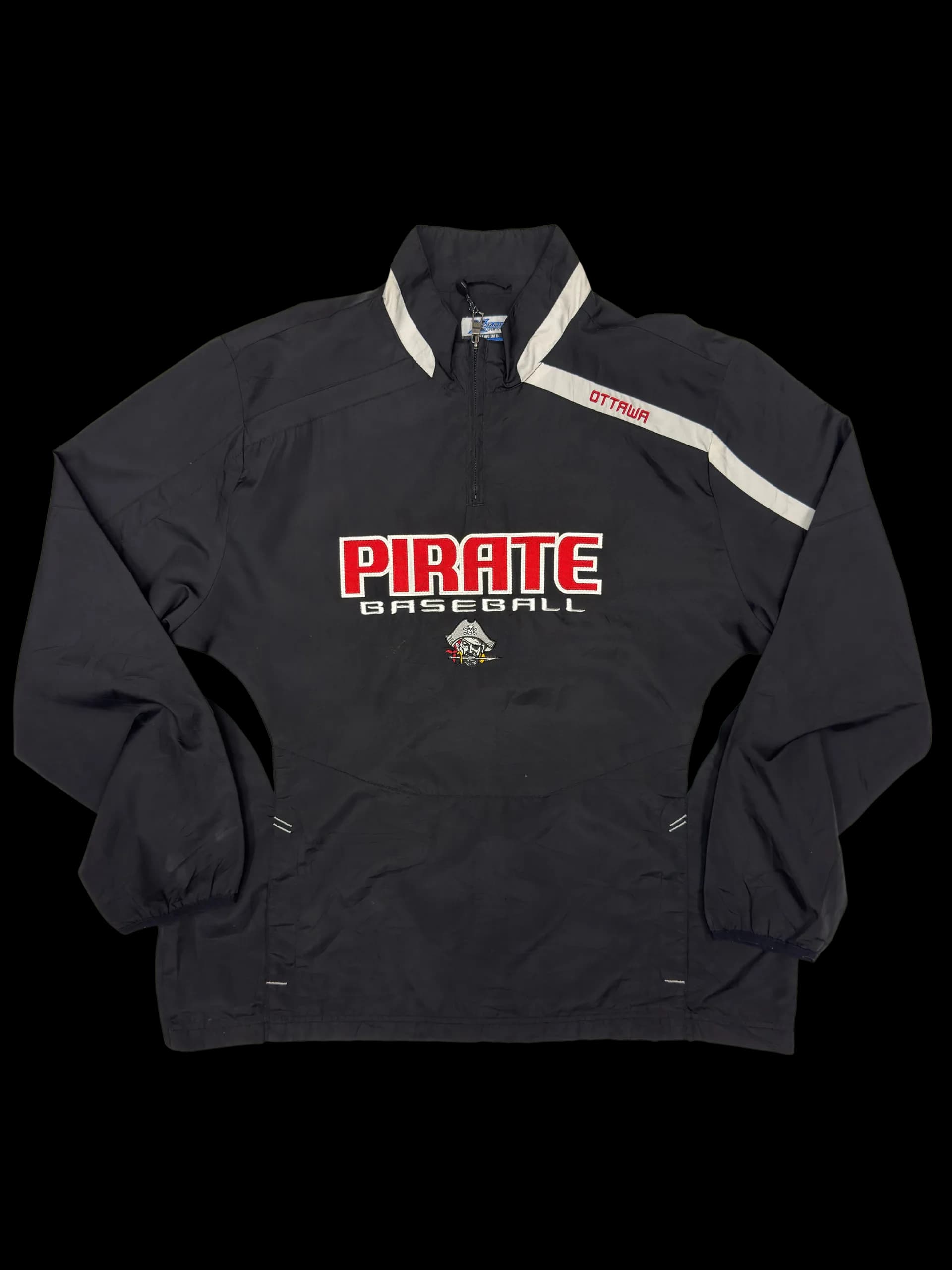 Vintage Windbreaker-Pirate Baseball L (Black) - image 1