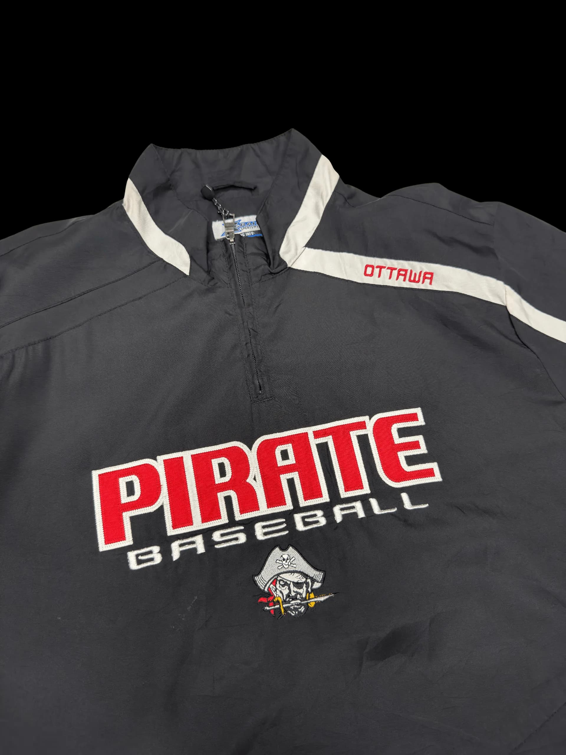 Vintage Windbreaker-Pirate Baseball L (Black) - image 2