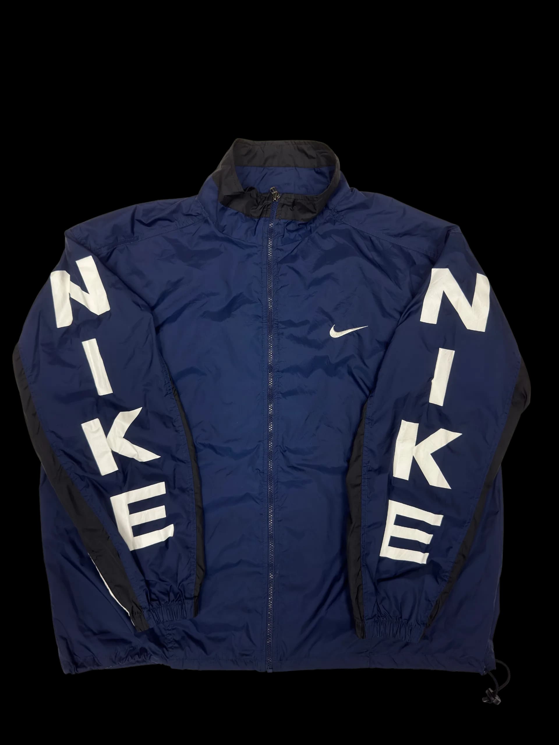 Vintage Windbreaker-Nike Spell Out Track Windbreaker (Navy) - image 1