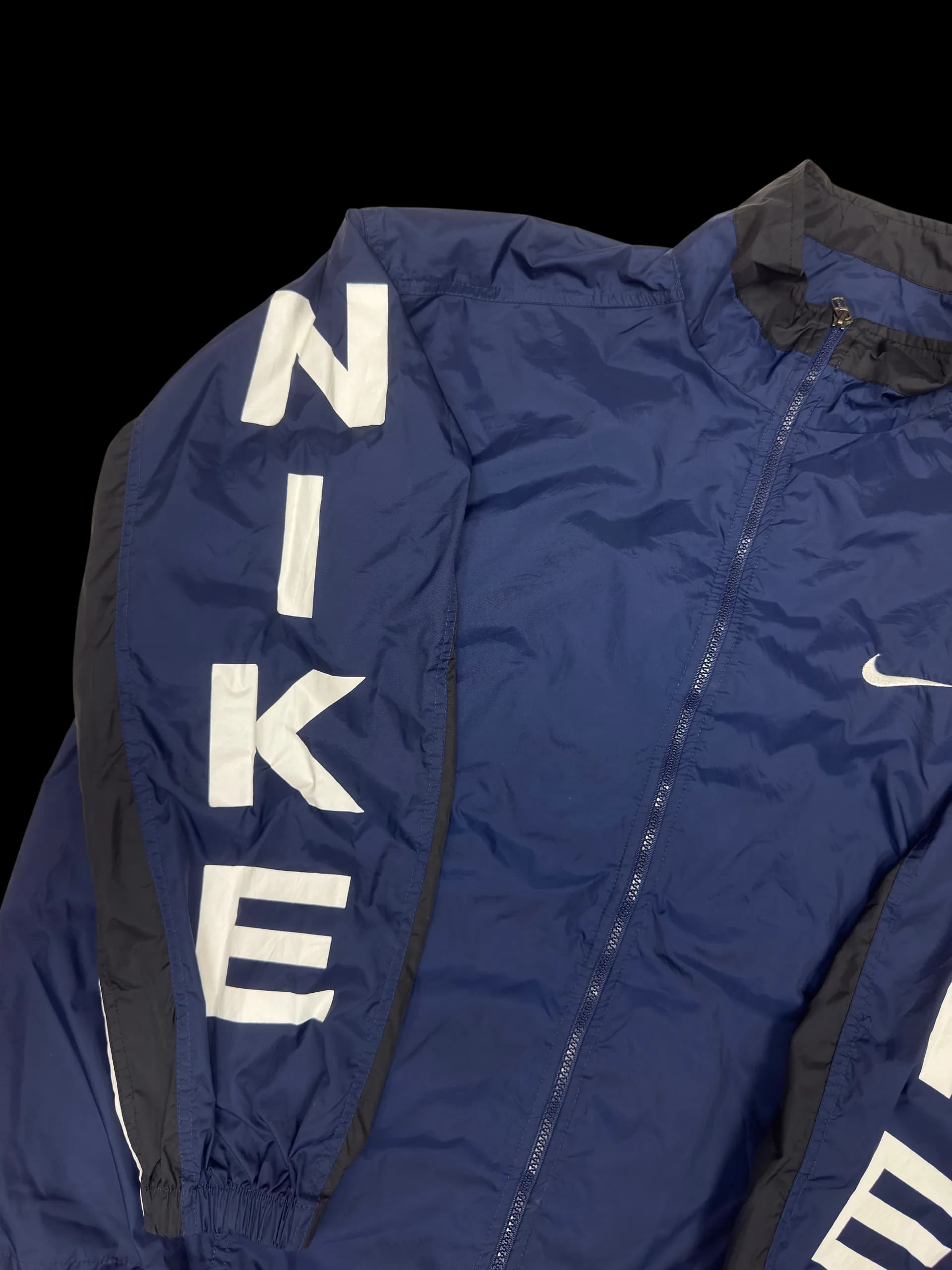 Vintage Windbreaker-Nike Spell Out Track Windbreaker (Navy) - image 3