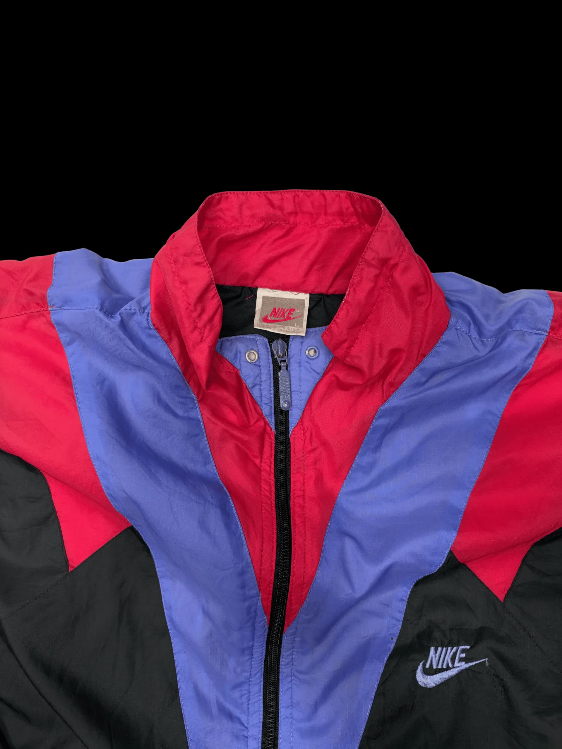 Vintage Windbreaker-Nike Retro Double V-Shape Colorblocked Windbreaker L (Black / Purple / Red) - image 3