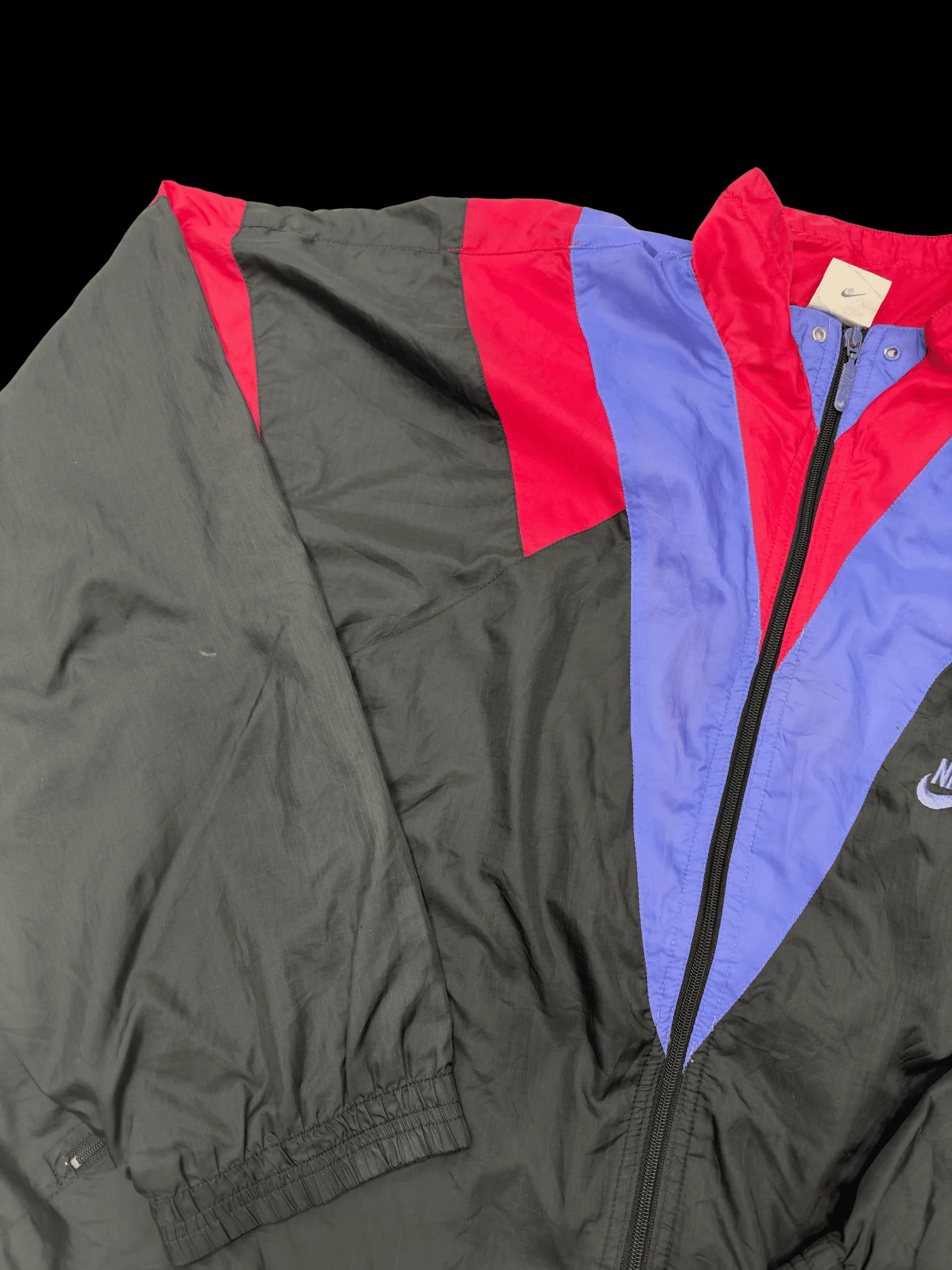 Vintage Windbreaker-Nike Retro Double V-Shape Colorblocked Windbreaker L (Black / Purple / Red) - image 5