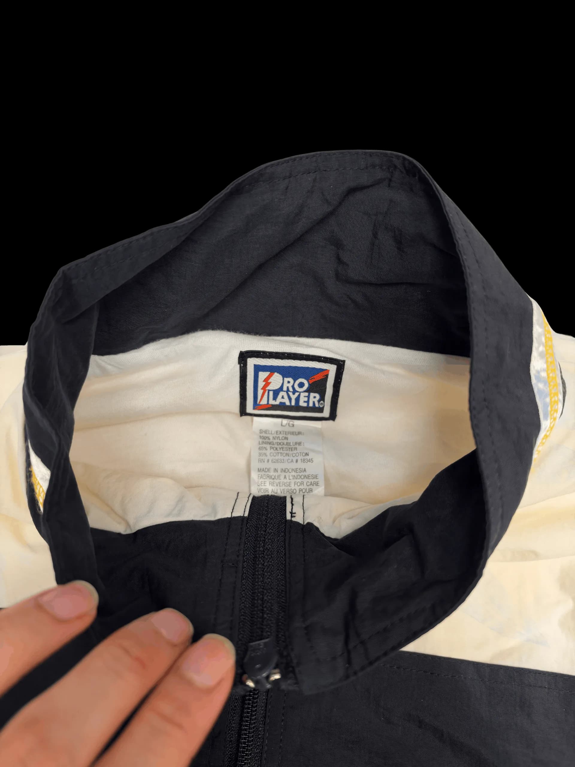 Vintage Windbreaker-THE CREW Colourblock Track Windbreaker L (Black, Cream) - image 4