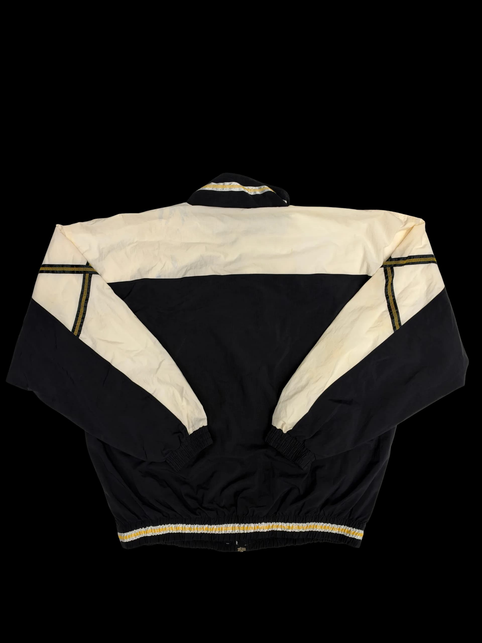 Vintage Windbreaker-THE CREW Colourblock Track Windbreaker L (Black, Cream) - image 2