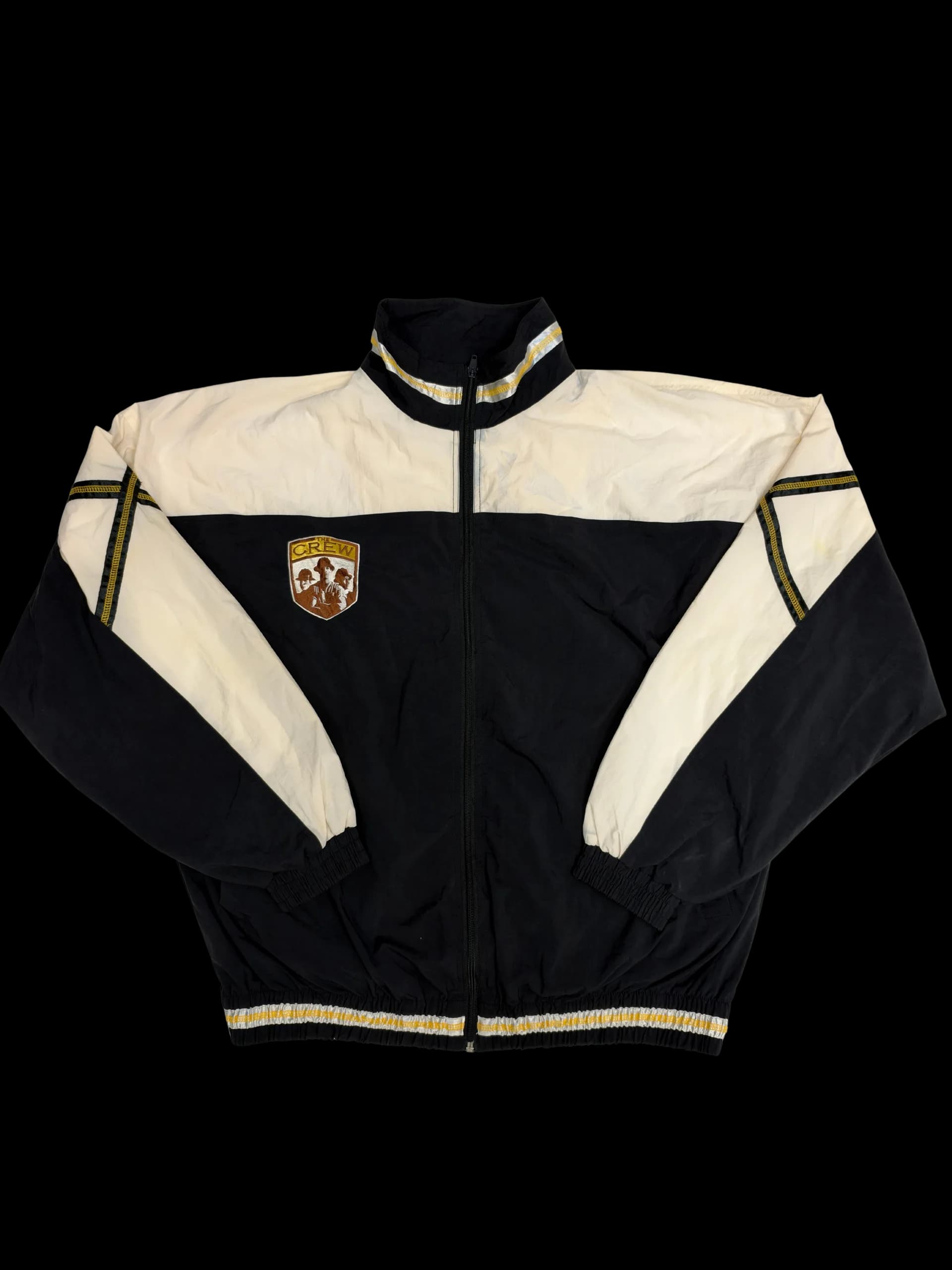 Vintage Windbreaker-THE CREW Colourblock Track Windbreaker L (Black, Cream) - image 1