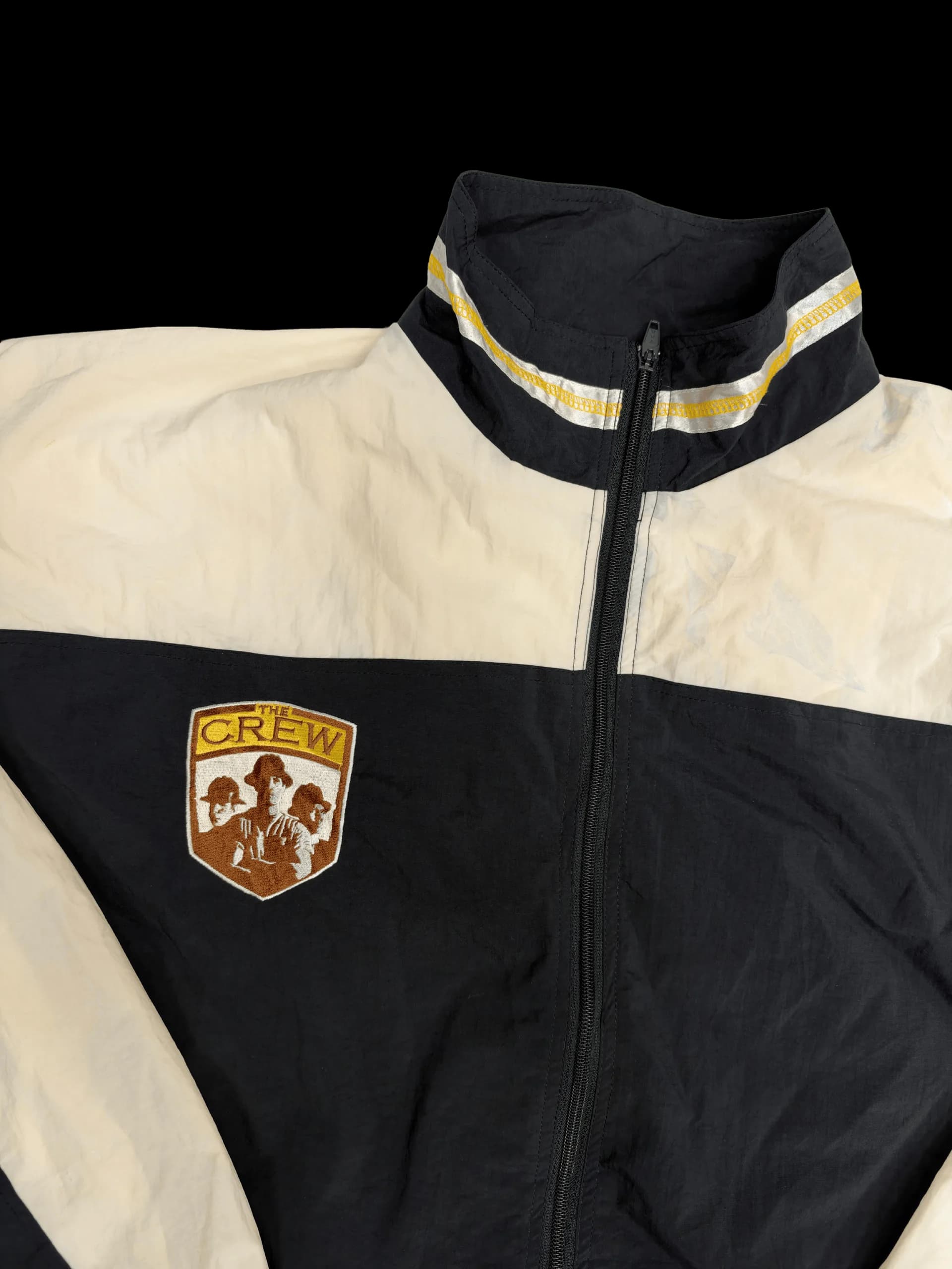 Vintage Windbreaker-THE CREW Colourblock Track Windbreaker L (Black, Cream) - image 3