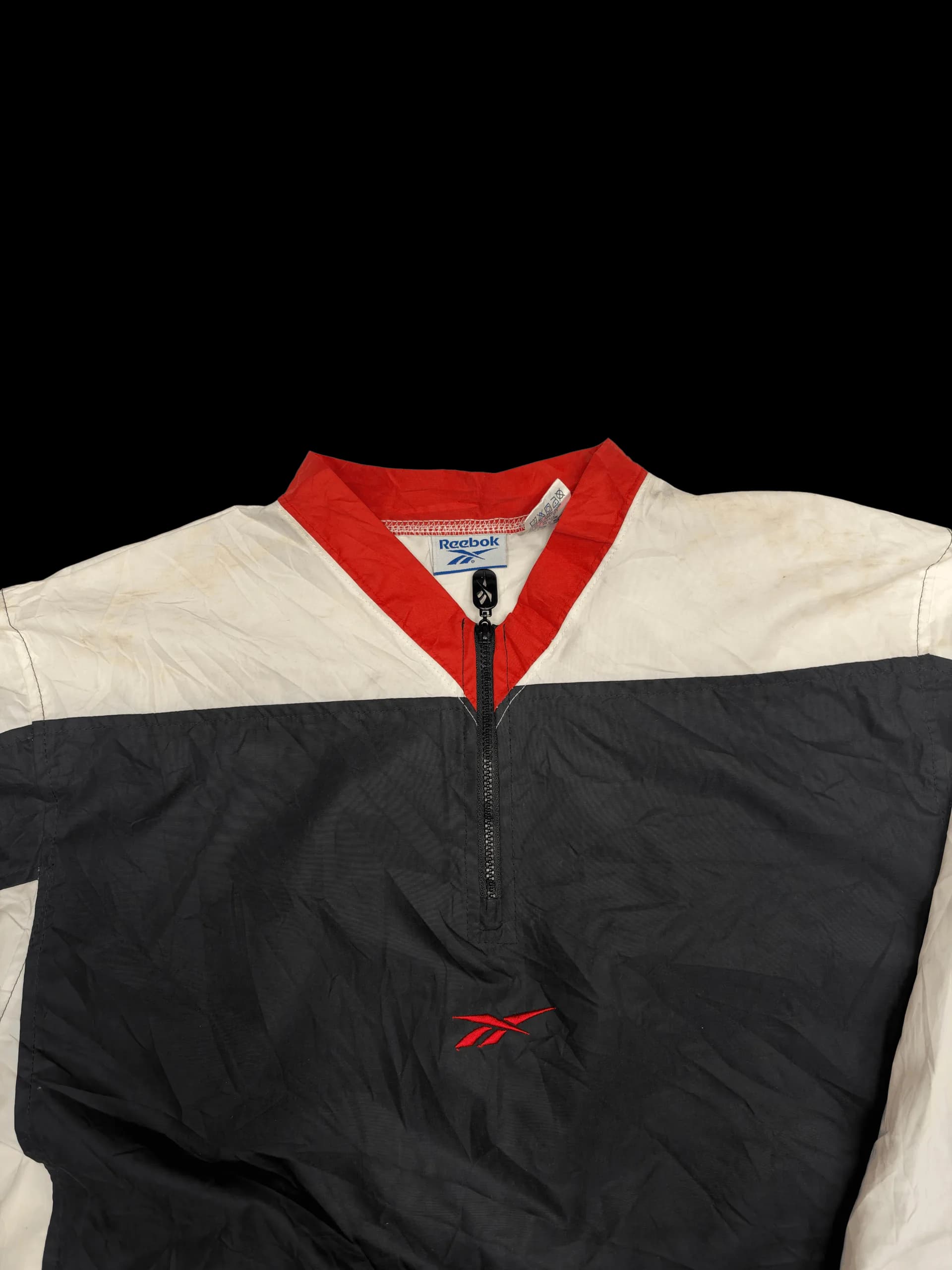 Vintage Windbreaker-Reebok Colourblock Quarter-Zip Windbreaker M (Black/Cream) - image 3