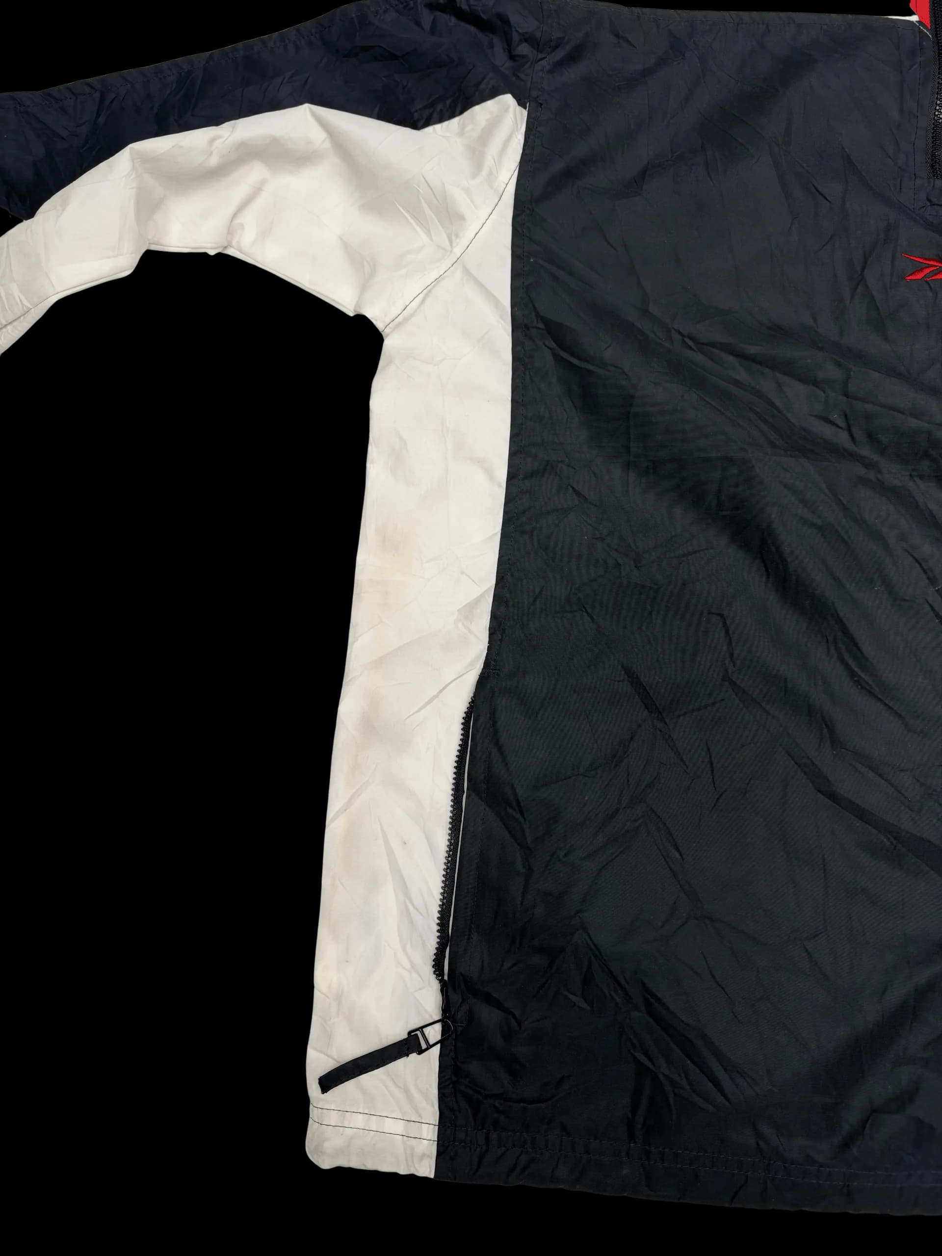 Vintage Windbreaker-Reebok Colourblock Quarter-Zip Windbreaker M (Black/Cream) - image 5