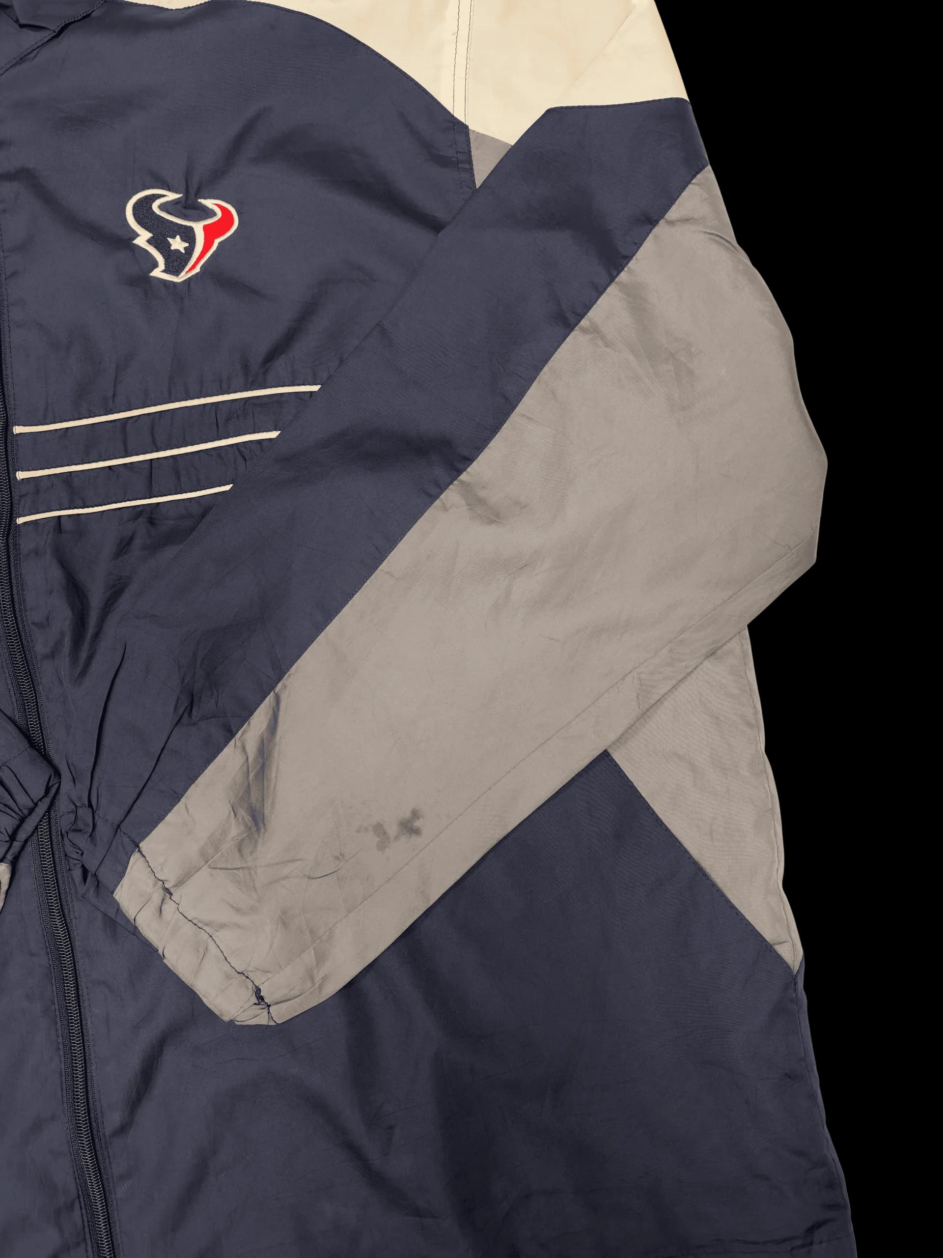 Vintage Windbreaker-Houston Texans Color-Block Nylon Windbreaker (Navy/Grey) - image 3