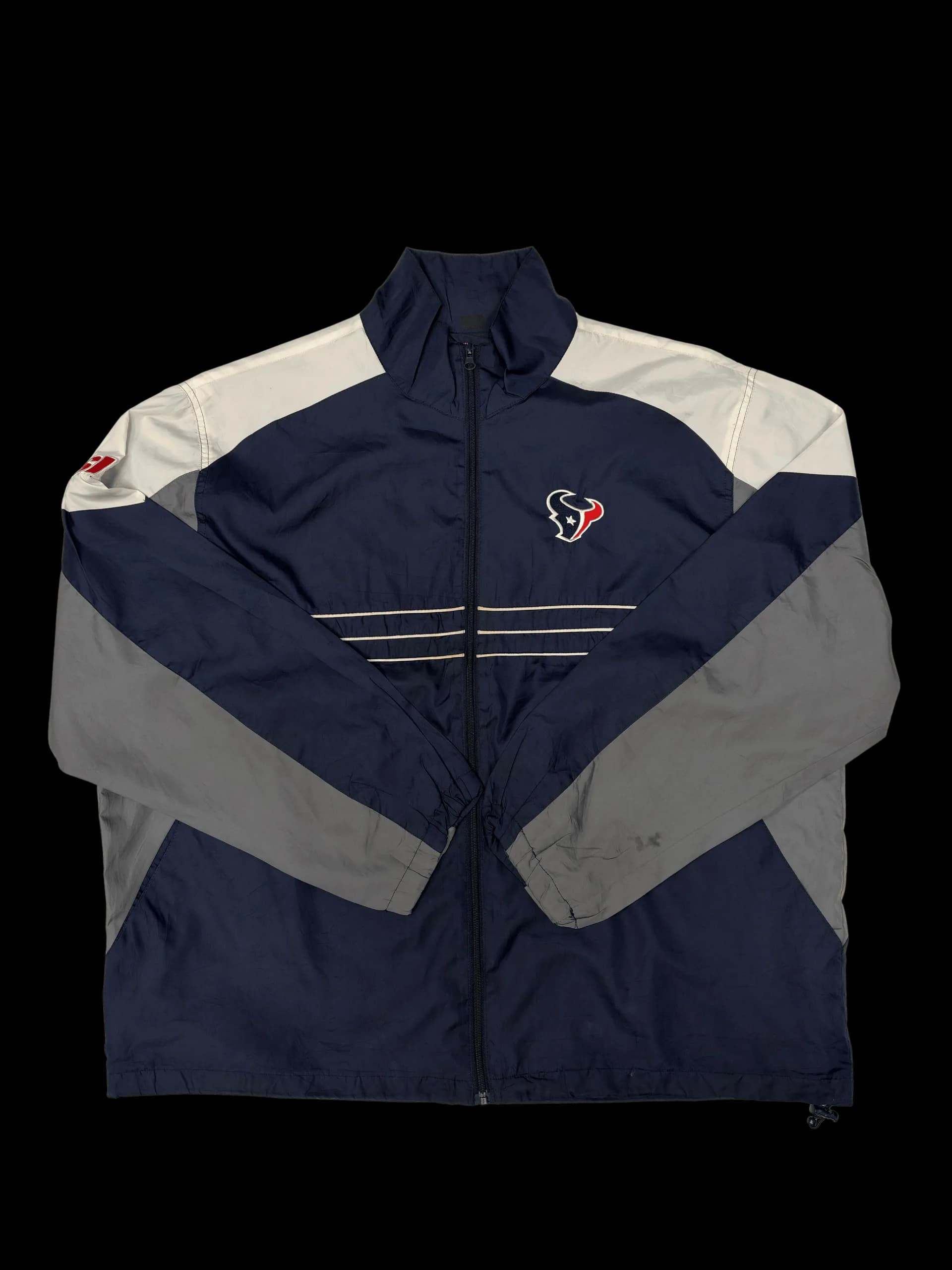 Vintage Windbreaker-Houston Texans Color-Block Nylon Windbreaker (Navy/Grey) - image 1