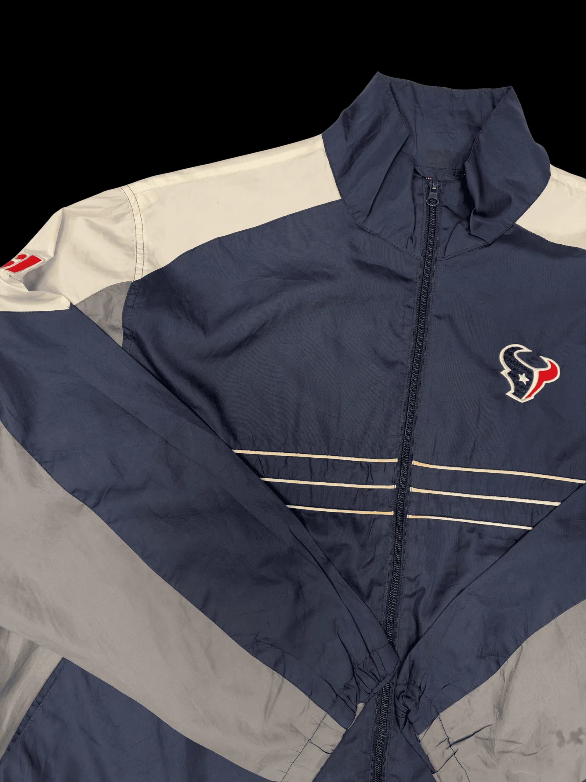 Vintage Windbreaker-Houston Texans Color-Block Nylon Windbreaker (Navy/Grey) - image 2